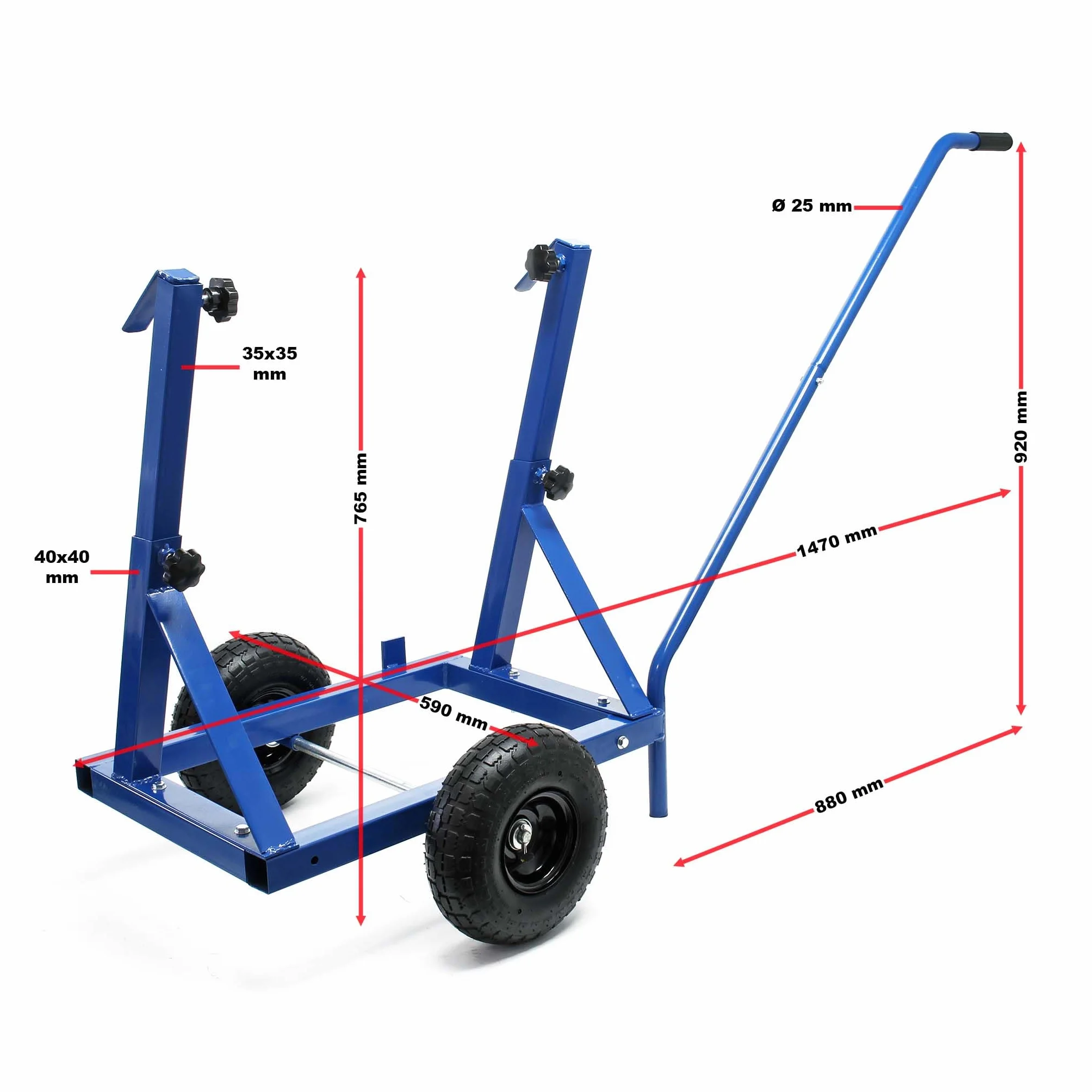 XPOtool Plattenkarren bis 200 kg höhenverstellbar, 2 Luftreifen, Stahl Plattenwagen zum Transport großflächiger Platten u. v. m.