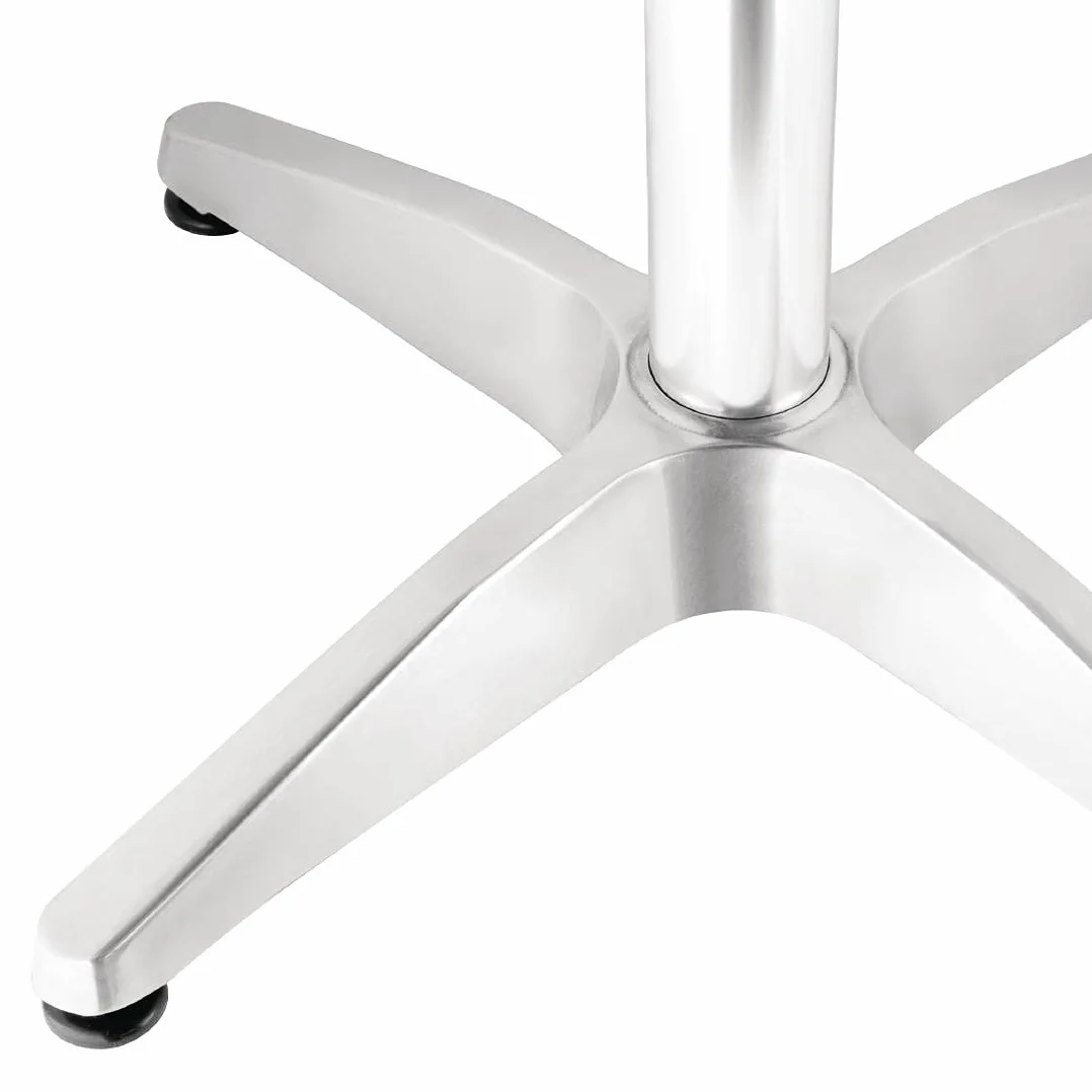 Bolero Edelstahl- und Aluminium-Quadrat-Bistrotisch 600 mm, Grau, Aluminiumrahmen & Edelstahlplatte, Größe: 720(H) x 600(B) x 600(T) mm, Gummifüße, Tisch für drinnen & draußen, flach verpackt, U427