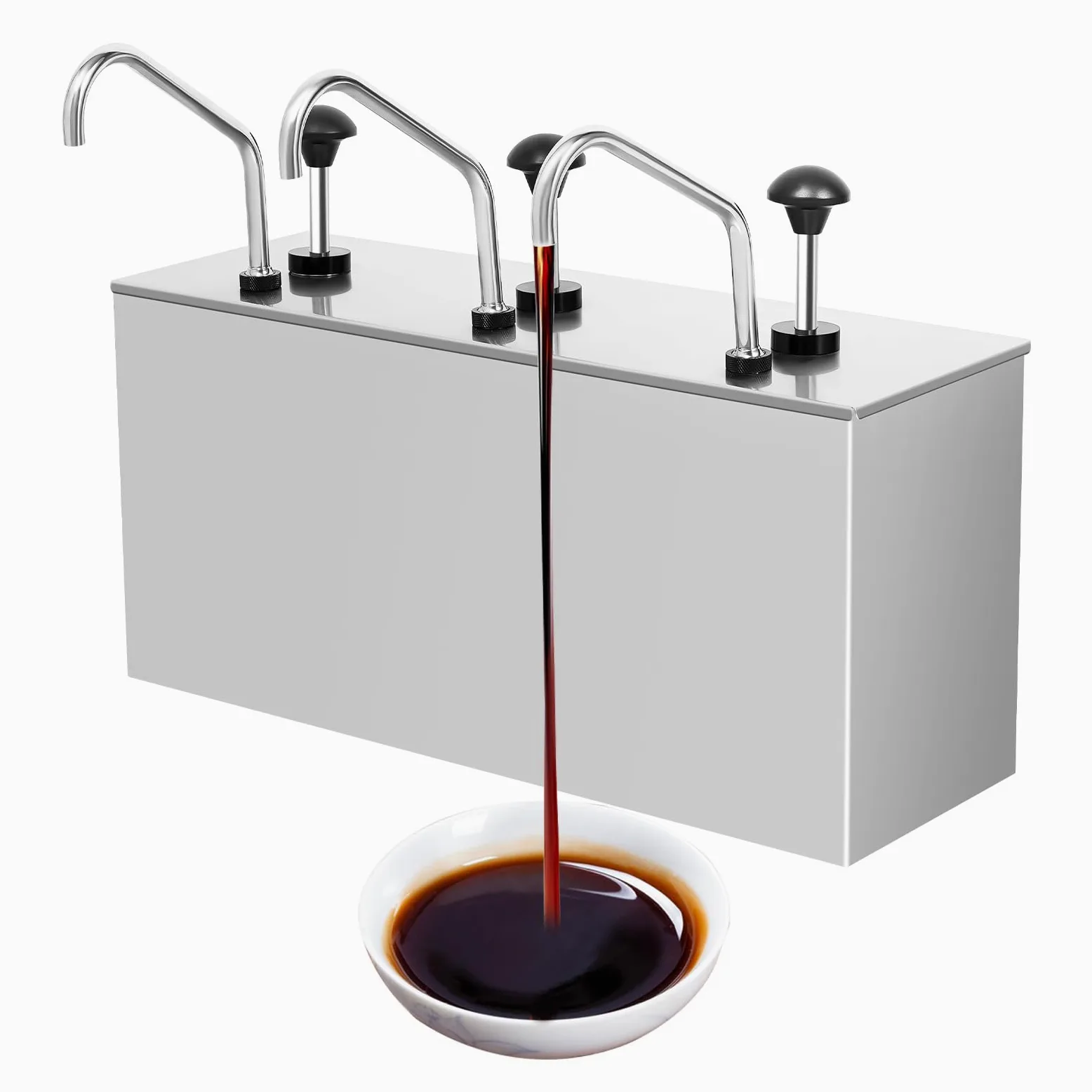 Soßenpumpenspender, 3X4L Edelstahl Soßenspender Gewürzpumpe, Essig Kochwein Honig Sirup Ketchup Spender Pump Soßenspender Sauciere Dispenser für Küchen Cafeterias Hotels Restaurants