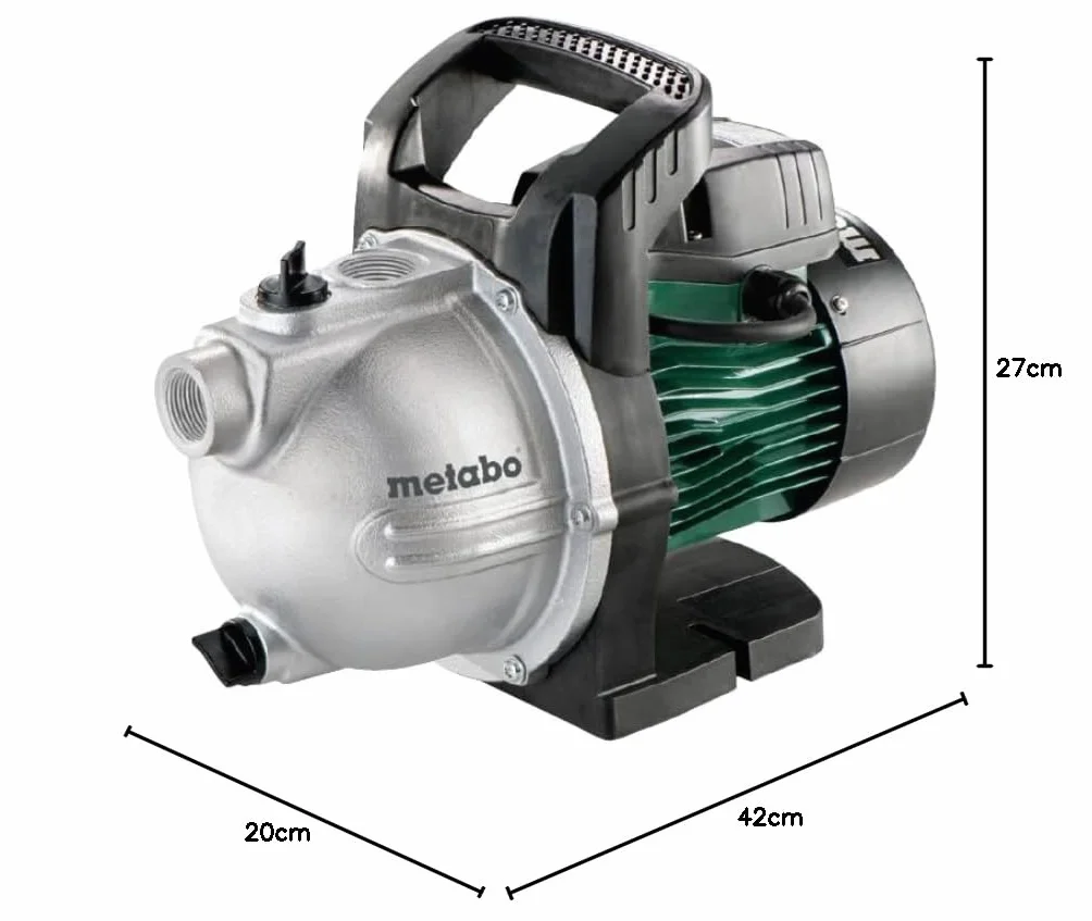 metabo Gartenpumpe P 4000 G, Wasserpumpe für Bewässerungssystem & Garten | Dichte Gartenbewässerung für 3 Beregner, 1100 W Grundwasserpumpe zur Rasenbewässerung, inkl. Gewindedichtband, 4000 l/h