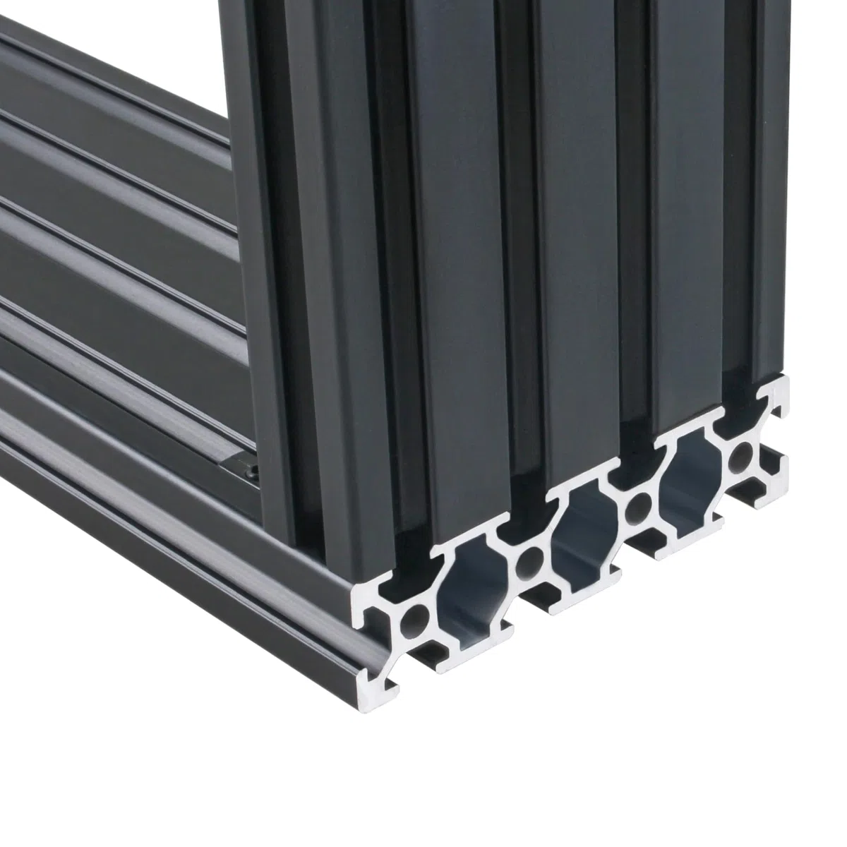 Aluprofil 2080 T Typ Schwarz 1500mm Aluminiumprofil Extrusions Europäischer Standard Eloxierte Linearschiene 20x80 Alu Profil mit L-Winkelverbinder & T-Mutter für 3D-Drucker, CNC