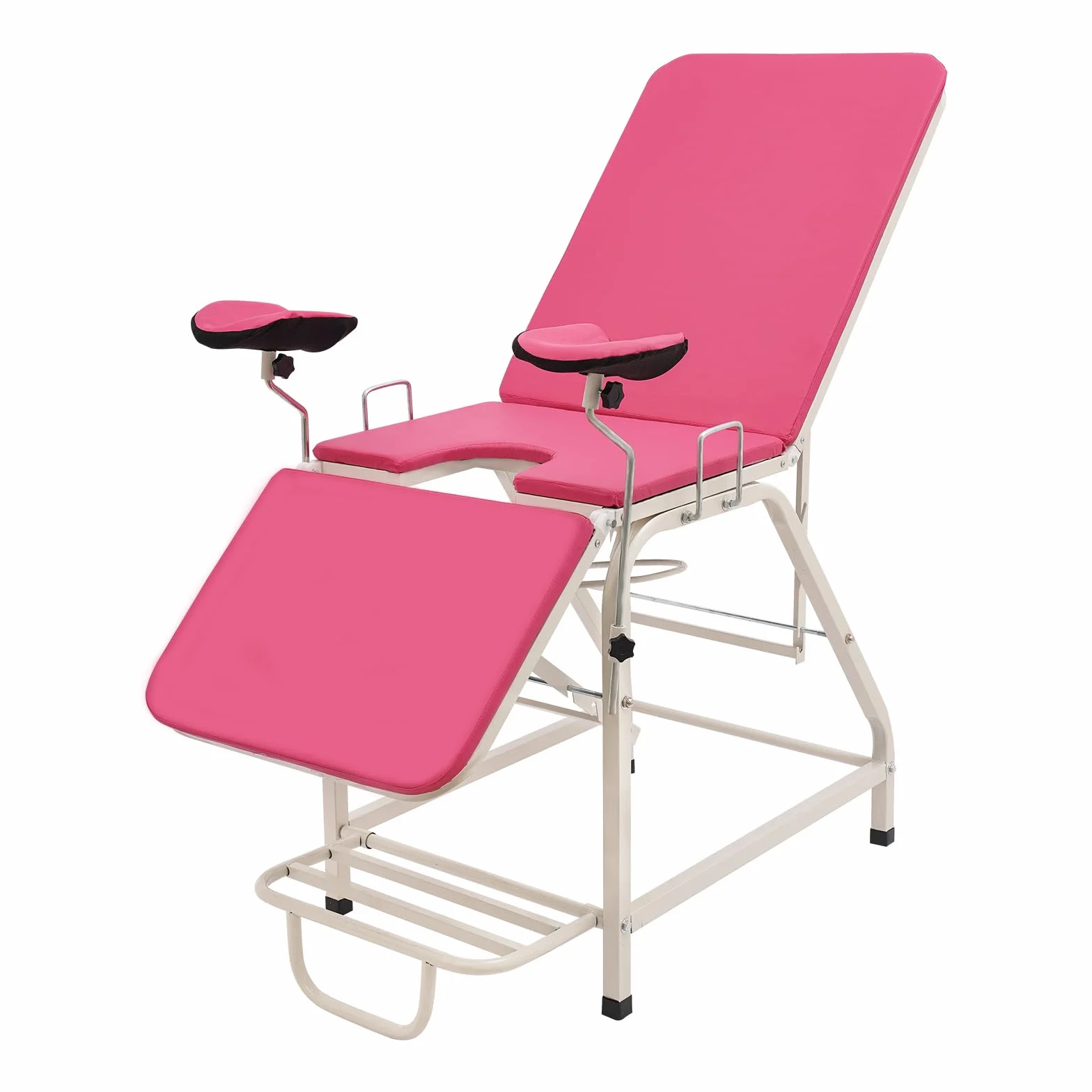 Gynäkologischer Stuhl, Klappbar Untersuchungstisch Gynstuhl Verstellbarer Rücken und Beine, Tragfähigkeit 150Kg, Kreißsaalstuhl für Untersuchung, Diagnose, Chirurgie (Rosa)