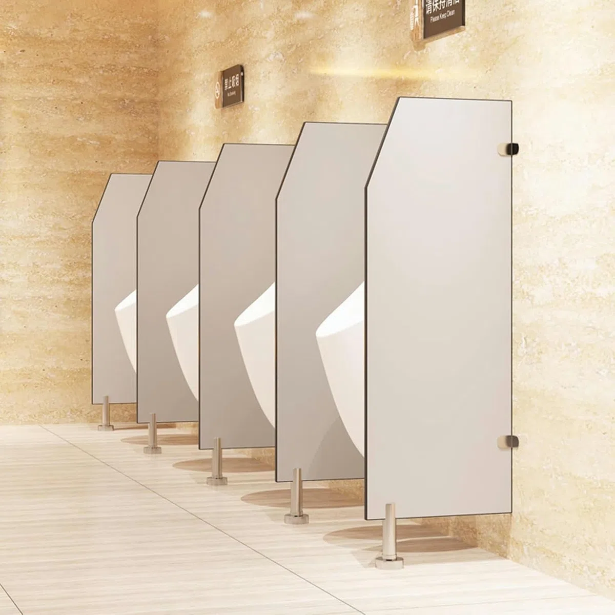 Urinal-Schallwand, Urinalbrett, Urinal-Trennwand mit Edelstahlbeschlägen, Urinal-Bildschirm, Wandtrennwand, öffentliche Toiletten-Trennwand, Urinal-Sichtschutz für Büro/Supermarkt/Einkaufsze
