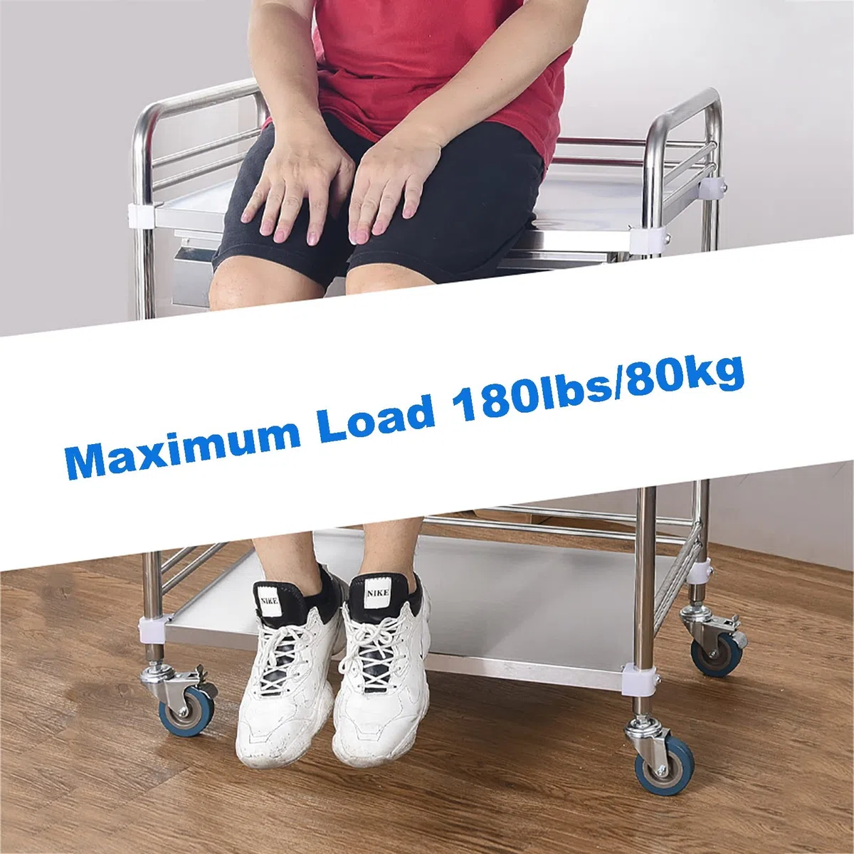 Servierwagen Edelstahl, Rollwagen Küchenwagen Laborwagen, mit 4 Leisen Rädern Gewichtskapazität 100kg, Kann in Restaurants/Krankenhäusern/Schönheitssalons usw Verwendet Werden
