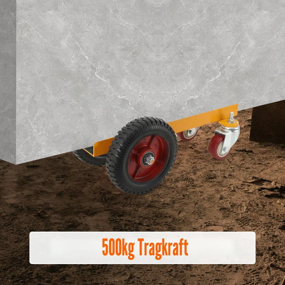 LALABU Plattenwagen, Plattentransporter mit 4 Rädern, 500 kg Tragfähigkeit, Transportwagen, Plattenkarre für Stahlplatten/Matratzen/Türen/Trockenbauplatten