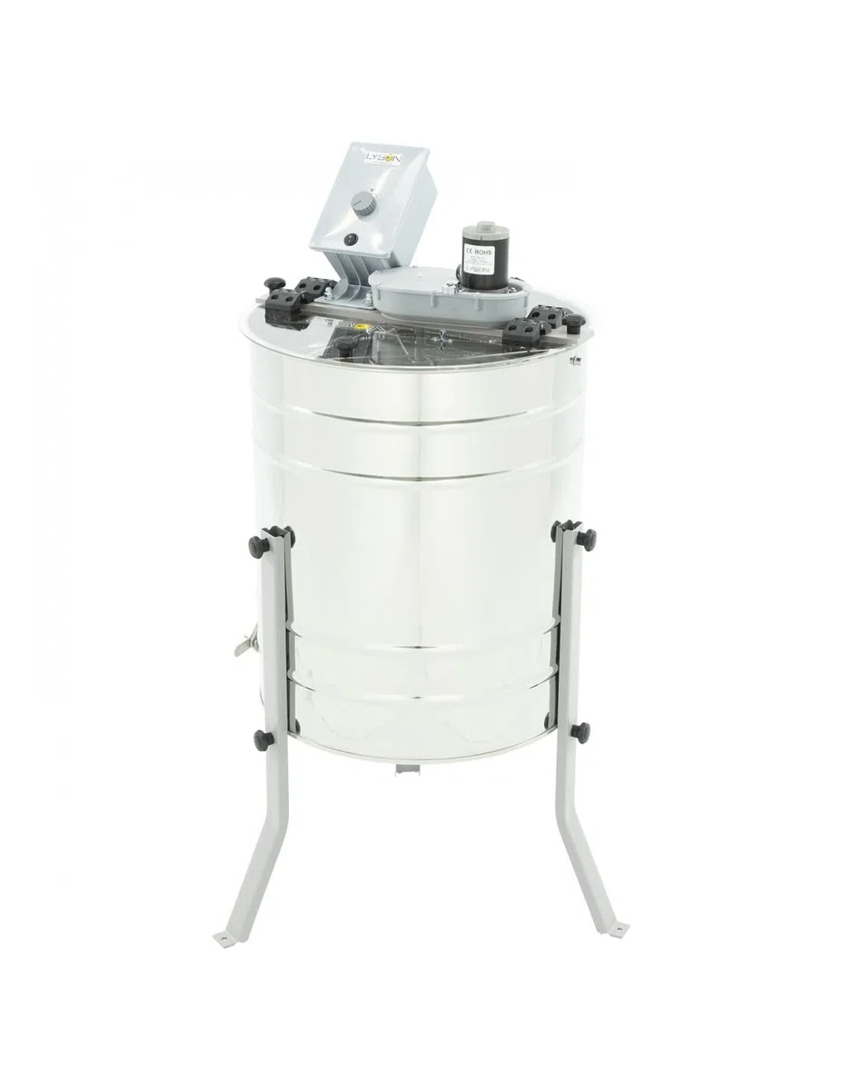LYSON 4 Waben Honigschleuder Diagonalschleuder elektrischer Antrieb 230V Ø500 DNM Zander LN Honeyextractor mit rostfreiem Ventil Tangentialschleuder für 4 Rähmchen DNM, LN, Zander MINIMA LINE