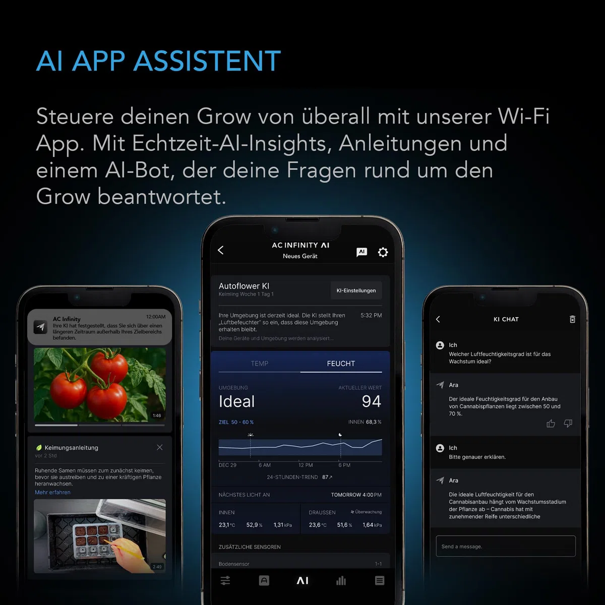 AC Infinity Controller AI+ CO₂ Bundle – KI-gesteuerter Umweltcontroller mit CO₂-Sensor, Datenanalyse, Temperatur-, Feuchtigkeits- und VPD-Steuerung per App (Bluetooth & WLan)