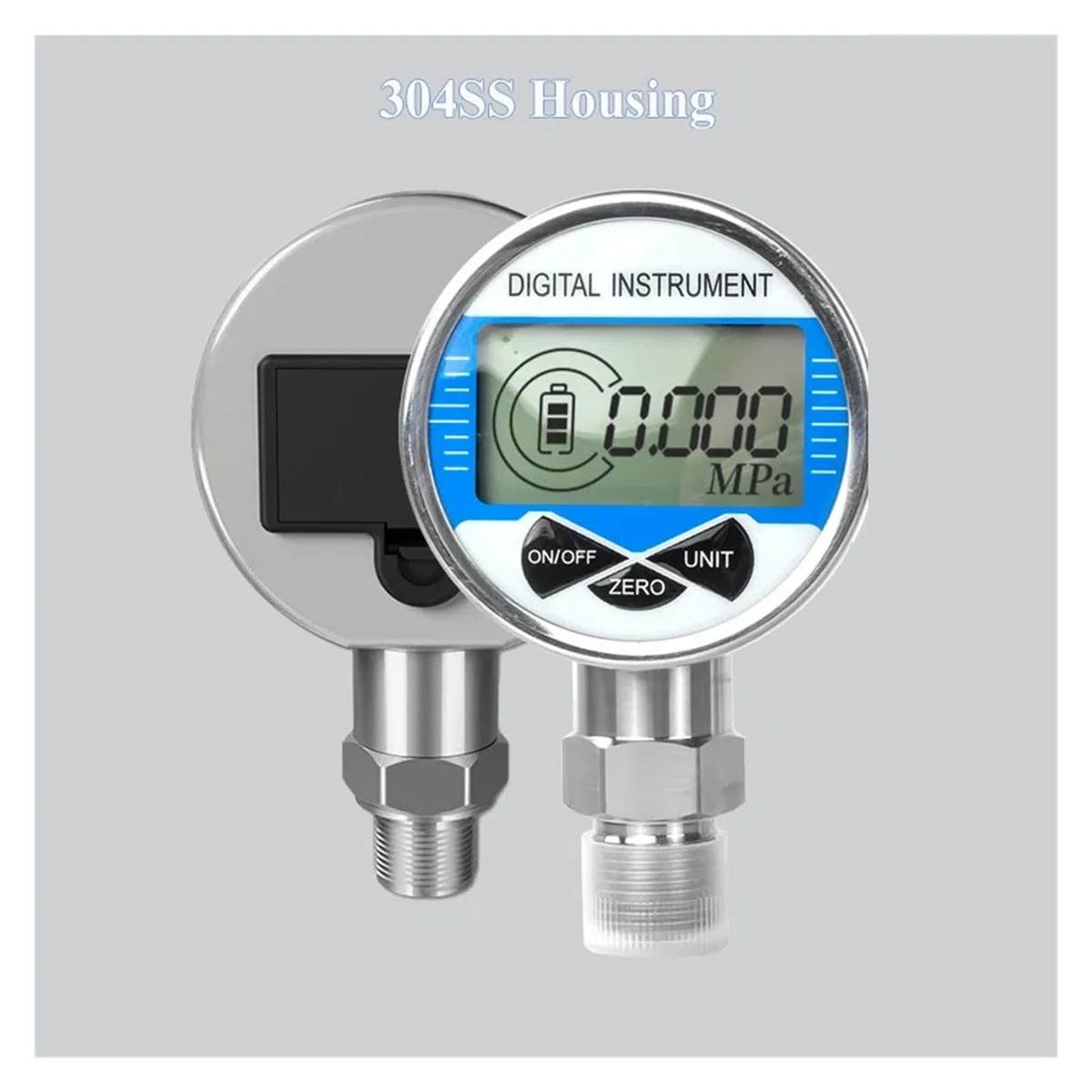 LCD-Digitalmanometer, 0–600 bar, mechanisches Manometer G1/2, digitales Manometer for Luft/Öl/Wasser-Messwerkzeug(0-100KPa,Npt1-2 Radial)