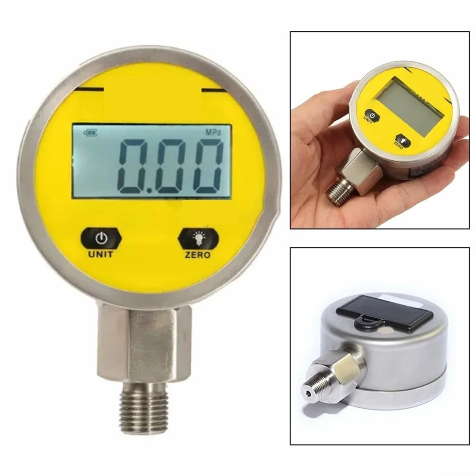 ZYWUOY Digitales Manometer, Edelstahl, Intelligente Digitalanzeige, Vakuum, Hydraulik-Manometer, Tester
