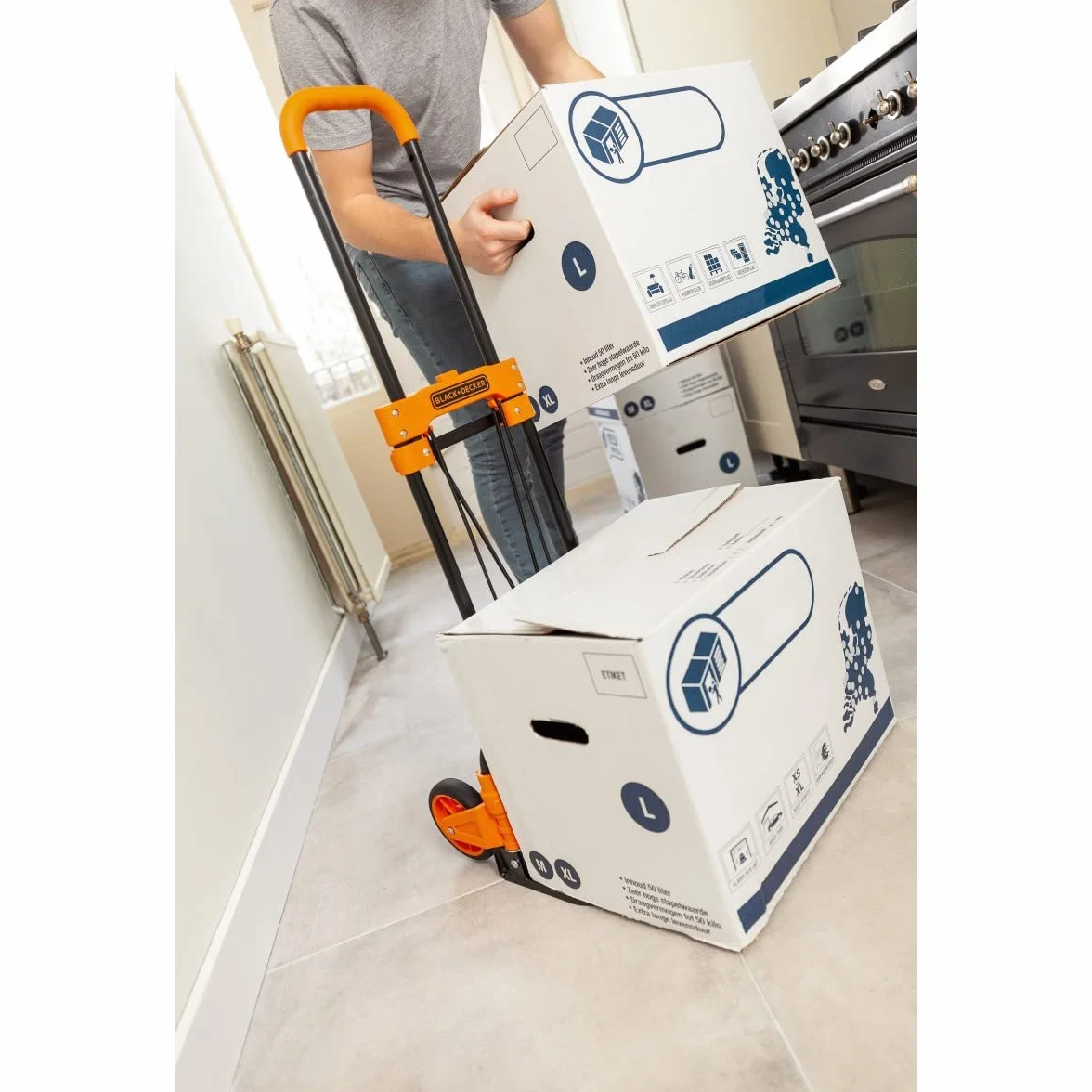 BLACK+DECKER Faltbare Sackkarre BXWT-H200 - Zusammenklappbarer Transportwagen - Mähwagen - Leichtgewicht - 65 Kilo Nutzlast