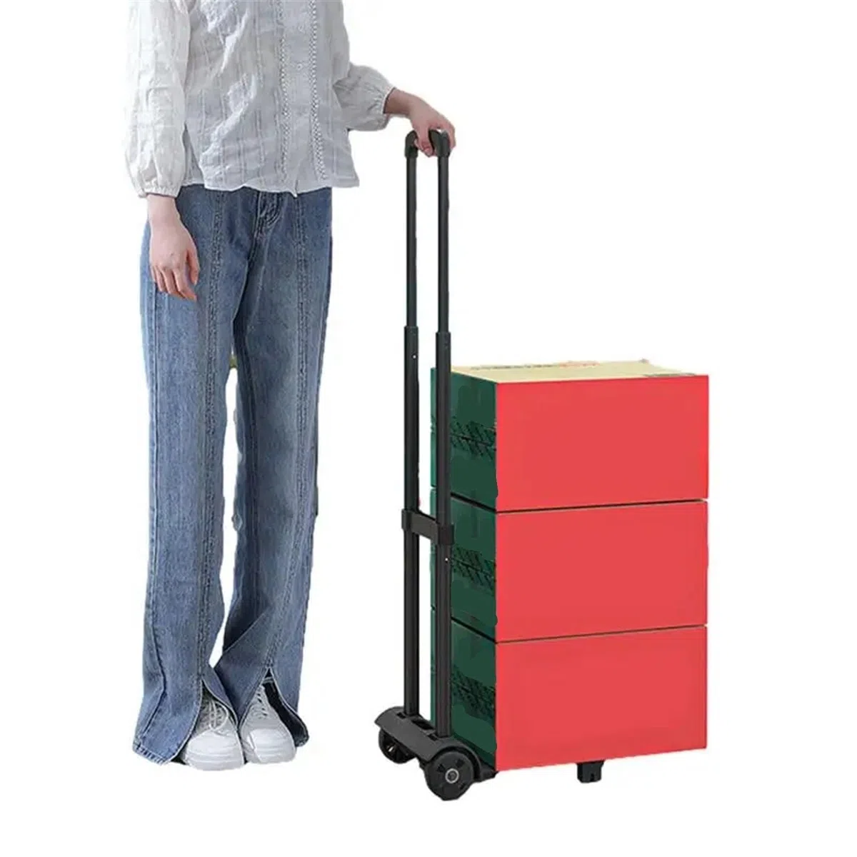 Handwagen Klappbar Hochleistungs-Faltbarer Handsack-Rad-Trolley, zusammenklappbarer LKW-Schubkarren, Reisegepäck-Einkaufswagen, zusammenklappbarer Trolley for Gepäck FüR GepäCk Reisen Einkaufen