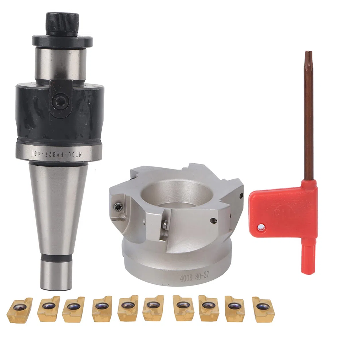 FTVOGUE NT30-FMB27 Spannzangenhalter + BAP400R-80-27-6-Flötenfräser + APMT1604 Einsätze((10 capsules))
