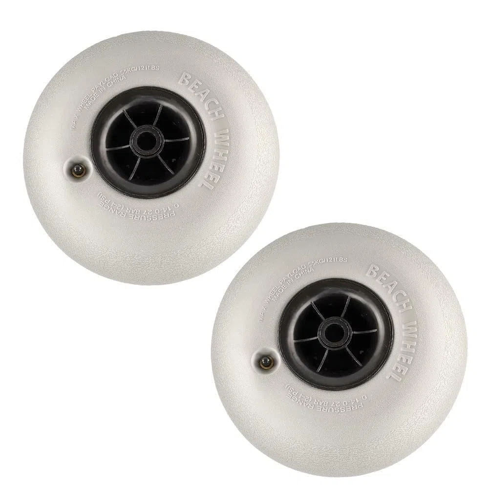 2 x Strandballon-Räder, 30,5 cm PVC-Trolleyreifen mit 180 mm Breite für Sand-Campingwagen, graue Ersatzräder, 296 x 180 x 10,5 mm