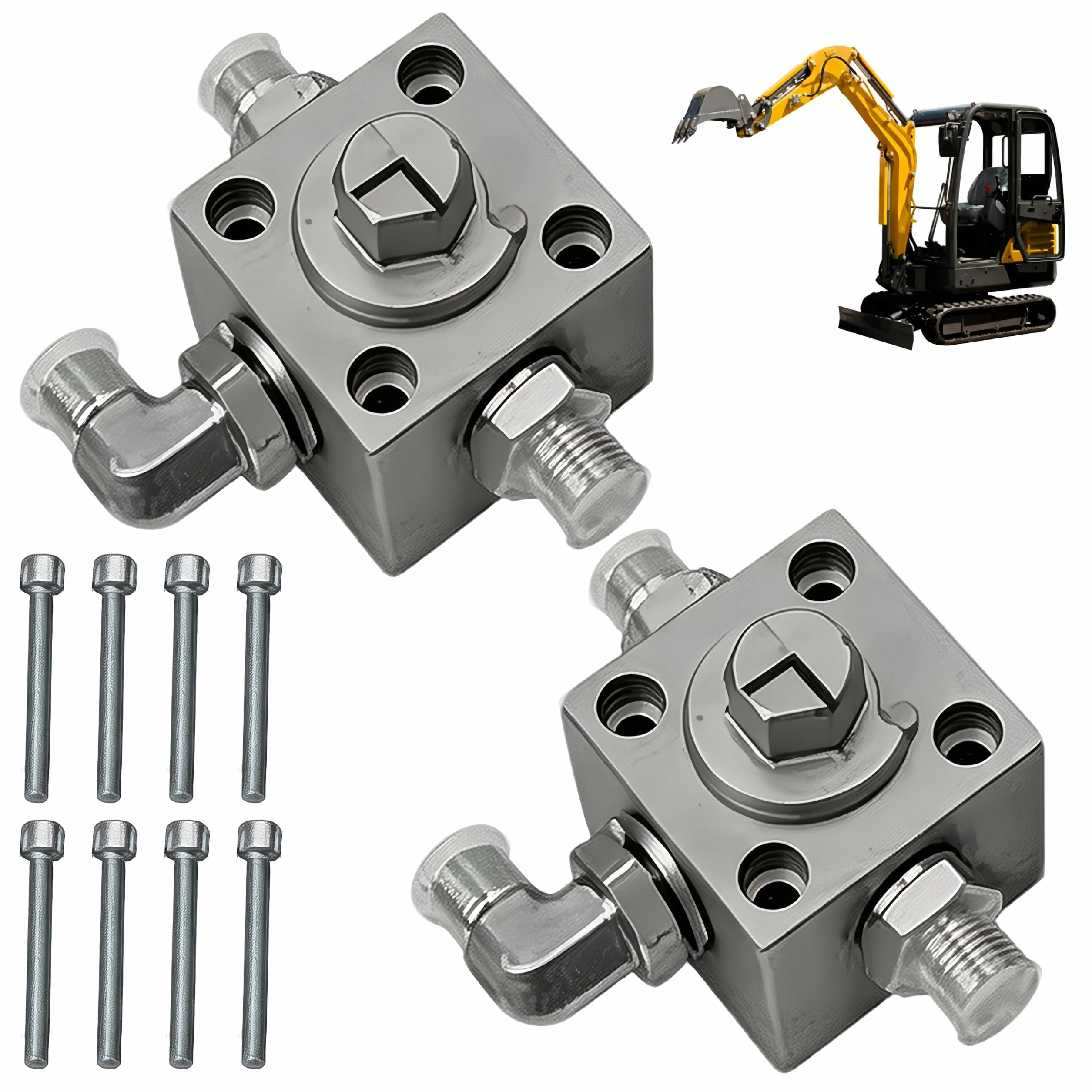Drosselventil, 2 Stück 3-Wege-Diverer-Ventil für Minibagger Hydraulikzubehör für Kleinen Bagger mit Schnellkupplungen Drosselklappen Ersatzteile Drosselklappenersatzteile für Minibagger