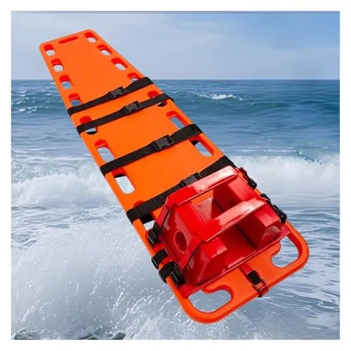 Schwimmfähige Rettungstrage,Tragbares Spineboard mit Kopf immobilisator und Gurten, Ideal für Schwimmbäder, Strände, Feuerwehr und Erste-Hilfe-Einsätze,Wasserrettung