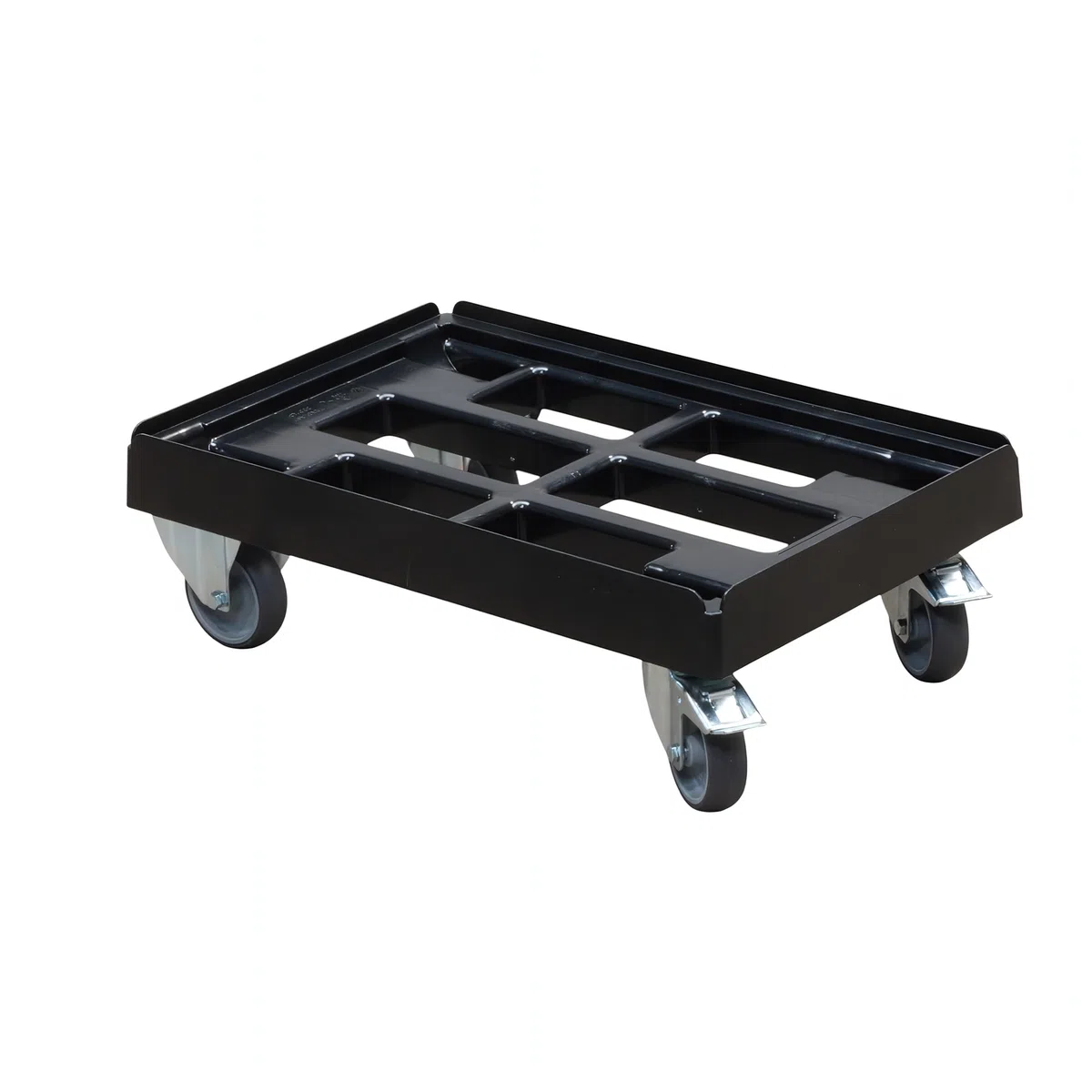 5 Stück Transportroller für Kisten 60 x 40 cm mit 2 Bockrollen und 2 Bremsen in schwarz