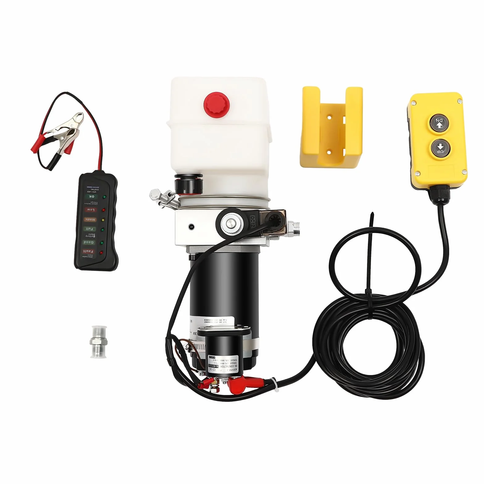 Hydraulikaggregat 12V Einfachwirkende Hydraulikpumpe 800W Kipperpumpe, Spannungsanzeiger, Schaltergehäuse, Hydraulikpumpe für Aufzüge, Gabelstapler, anhänger usw.