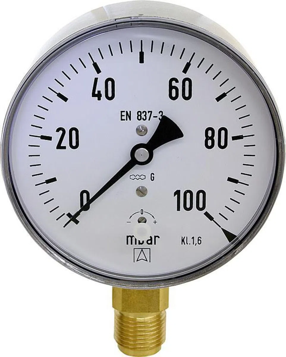 Afriso Kapselfeder-Manometer 100mm DN15 1/2" 0-100 mbar