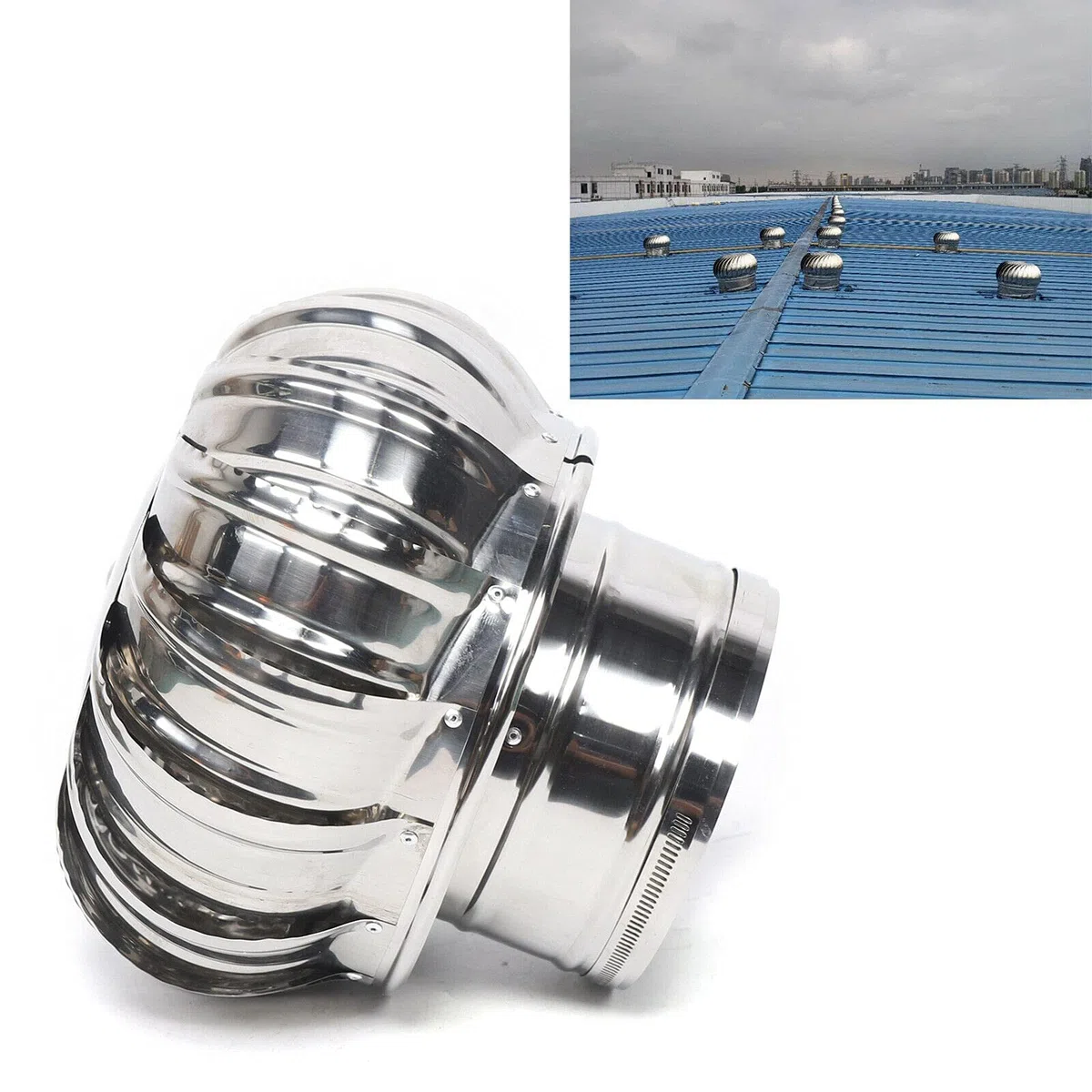 Futchoy Dachventilator Windgetrieben Dachhaube Dachentlüftung Windkraftanlage Abluft Lüftungsaufsatz drehbar 160mm