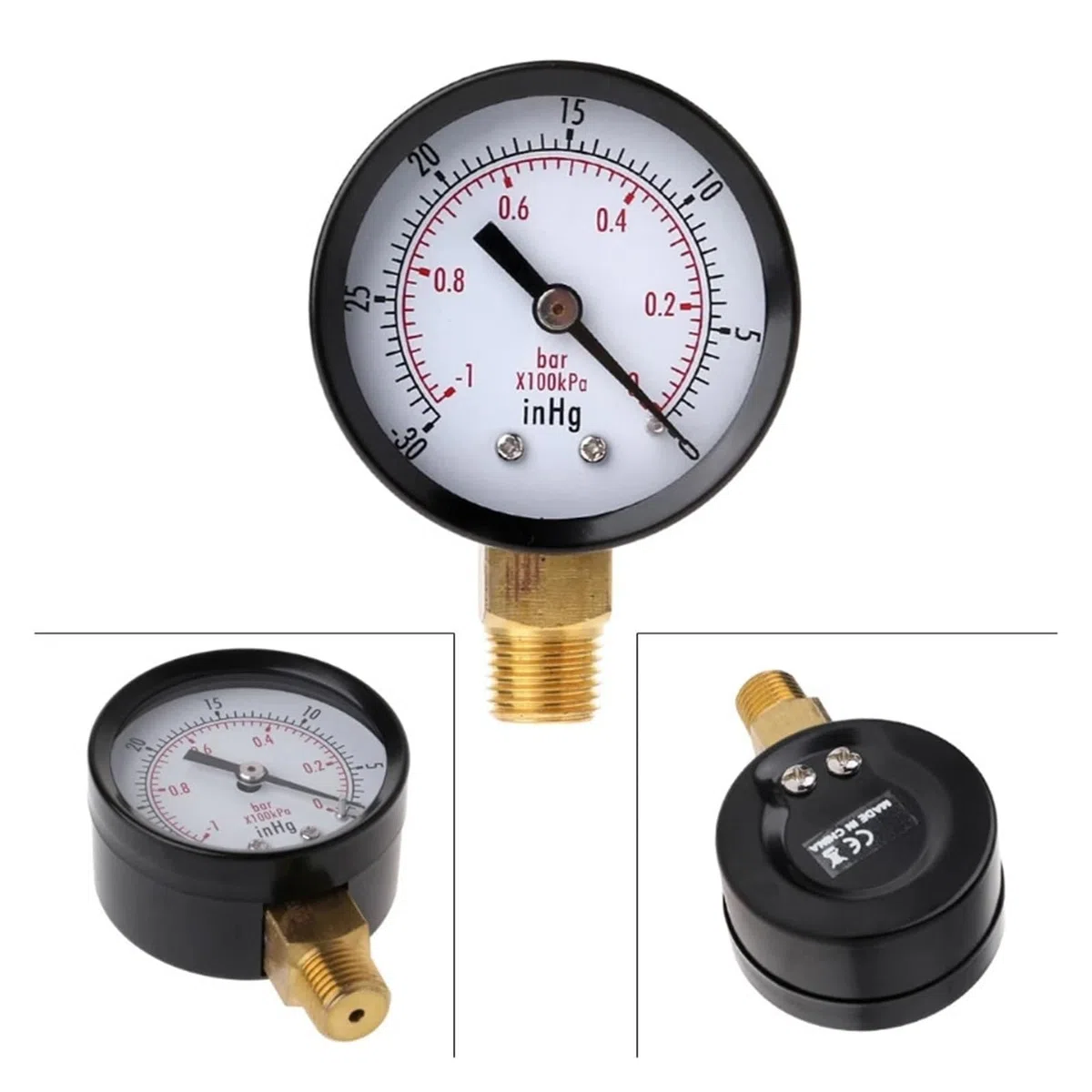 Pressure Mini Manometer für Kraftstoff Y1UB Compound-Druck-Vakuummeter, Glycerin gefüllt, -1/10 Bar & 30 1/4 BSP unten