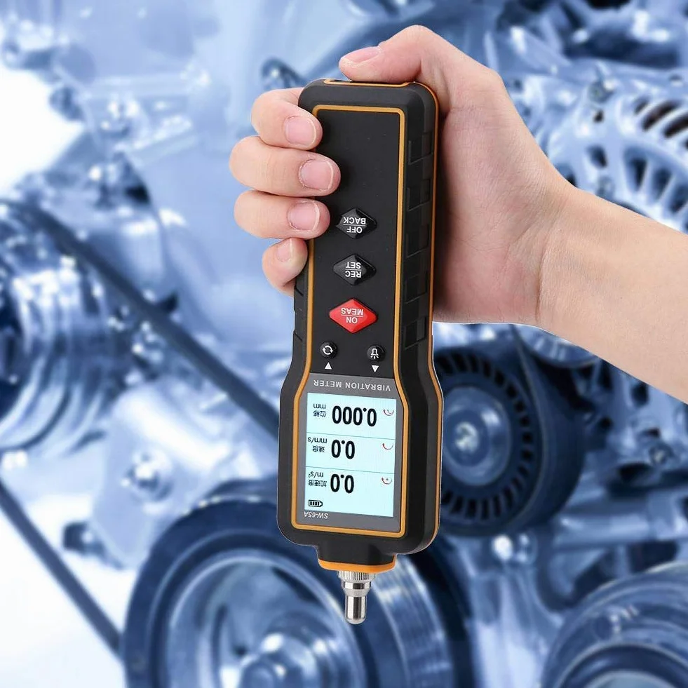 Walfront Vibrationsmessgerät, SW-65A Digitaler Vibrationsmessgerät-Tester Handheld-Vibrationsmessgerät-Tester Messgerät-Messmaschine, Vibrometer-Analysator