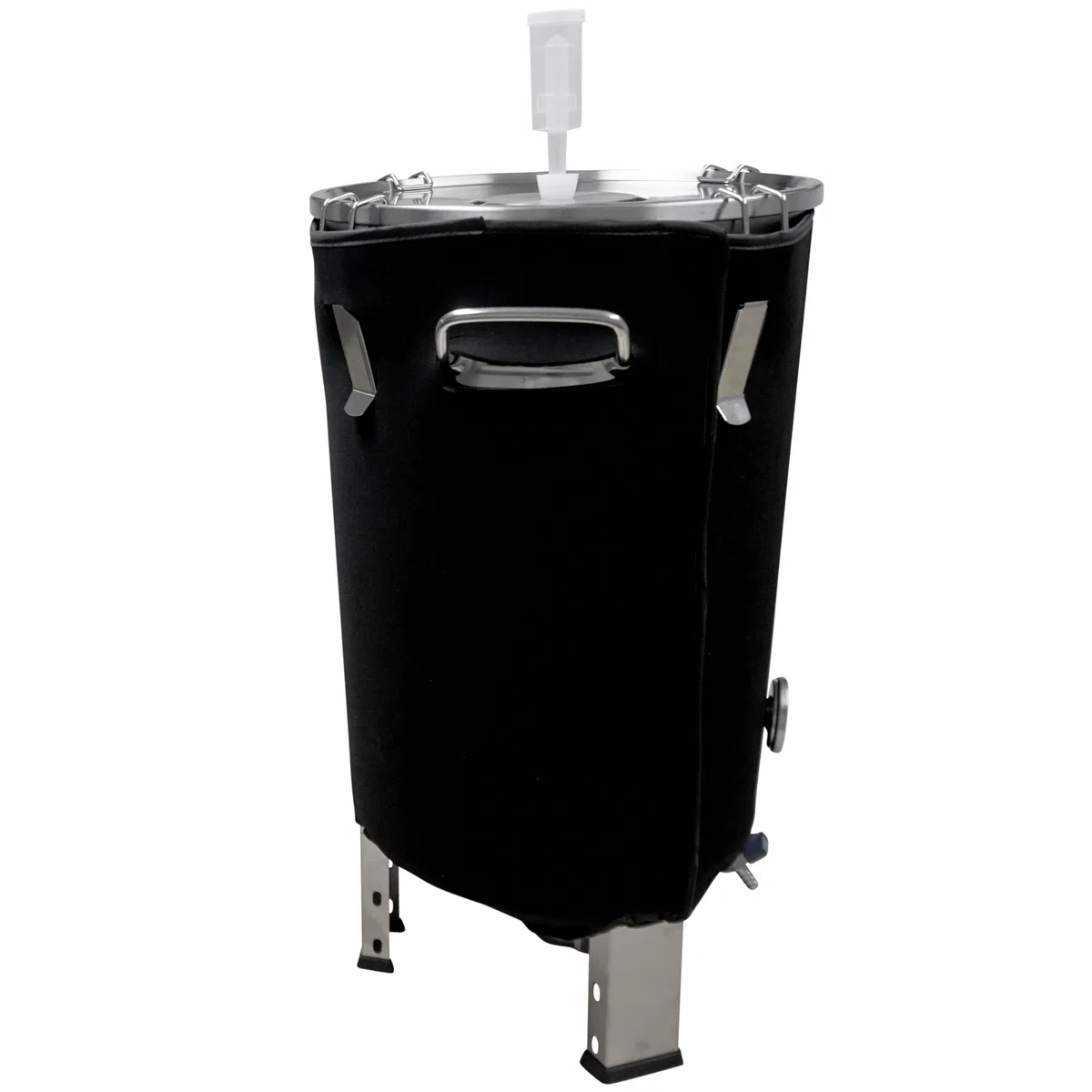 Edelstahl Gärbehälter Gärtank Fermenter 30 L Restauslauf mit Isoliermantel | konisch mit Boden-Restauslauf, Innen-Thermometer, luftdicht verschließbarer Spanndeckel Saft-Fermentation