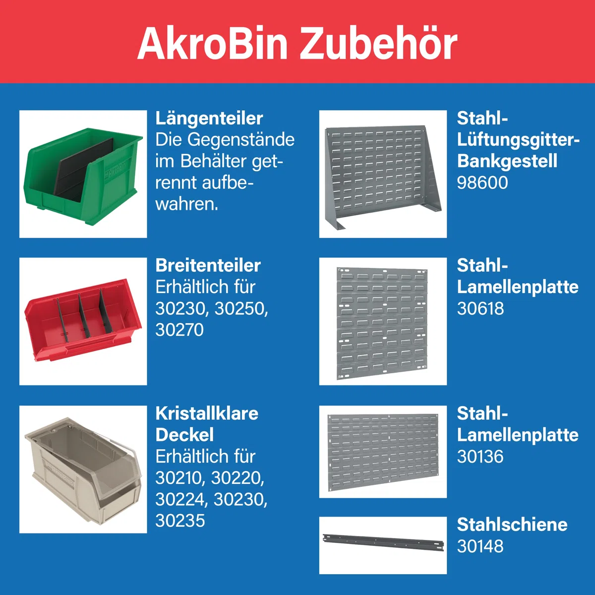 Akro-Mils Stapelbare Kunststoff-Eimer, 45,7 x 40,5 x 28 cm, 3 Stück, 30270