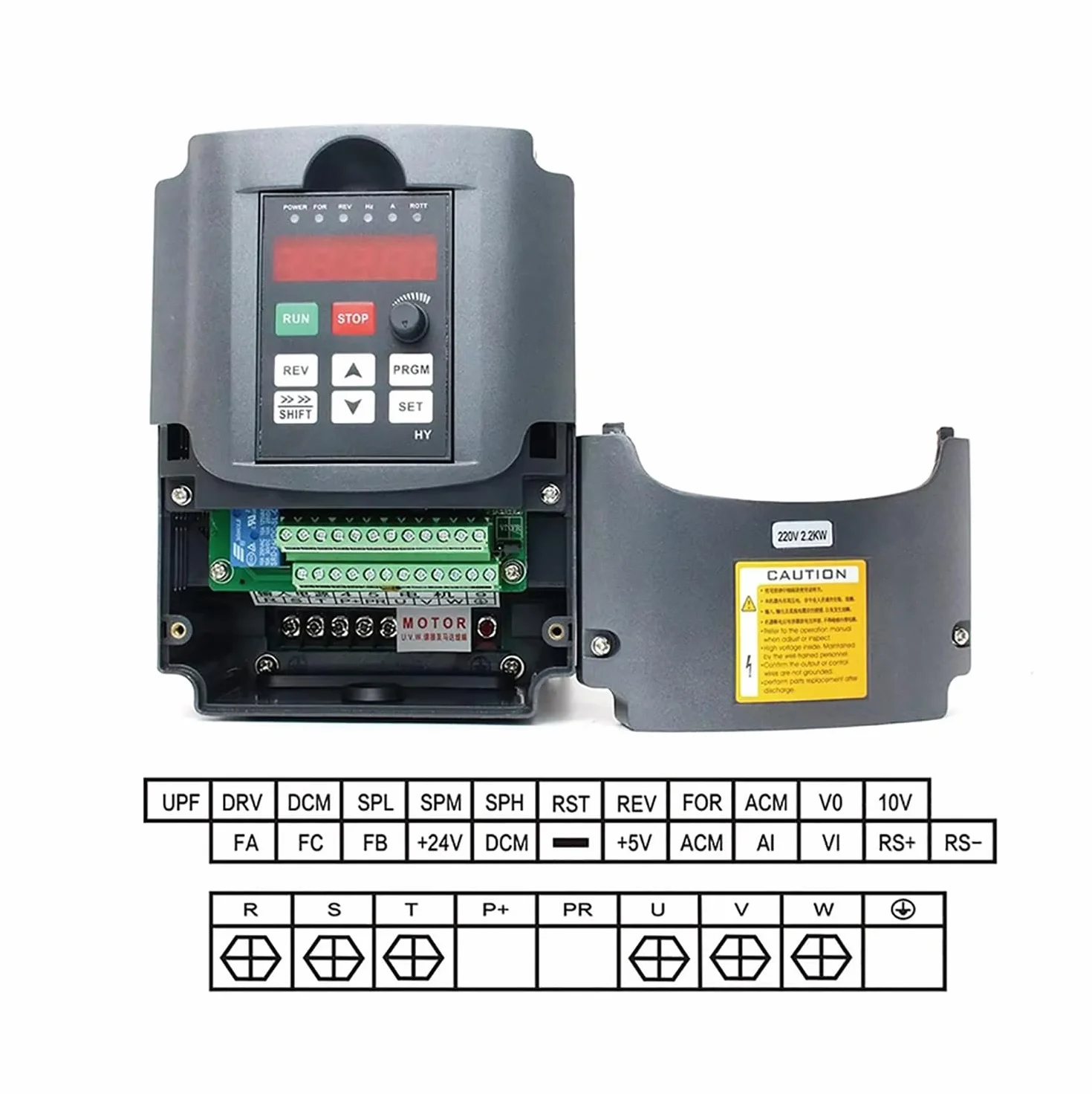 RATTMMOTOR Frequenzumrichter,2.2KW 220V Automatisierung Umrichter VFD,1-/3-Phasen-Eingang auf 3-Phasen-Ausgang Variable Frequency Driver Inverter mit 2m Verlängerungskabel