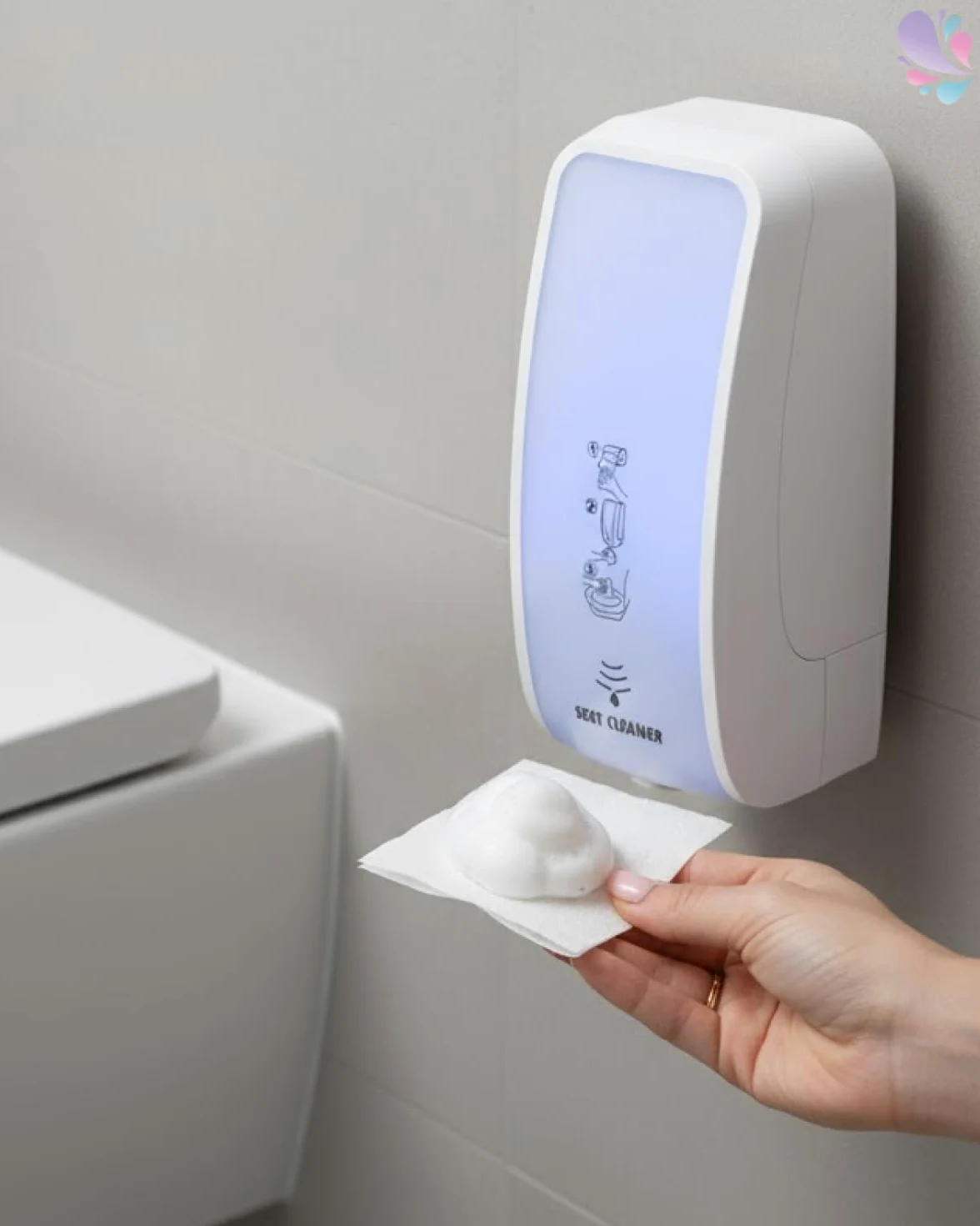 SET Damentoilette Komplettsystem Weiß | Damentoiletten-Komplettset mit Cosmos Spendern, Sitzreiniger, Intimschaum und Hygienezubehör
