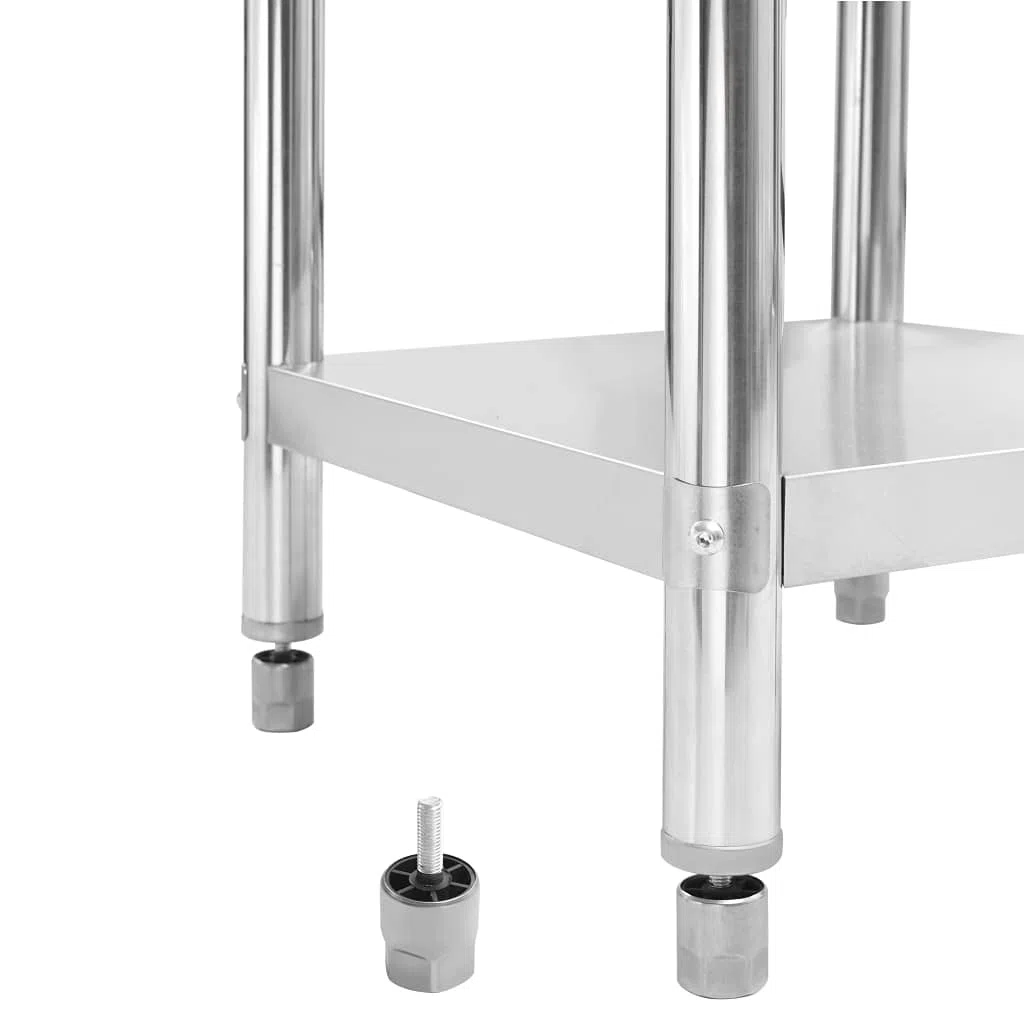 vidaXL Küche Arbeitstisch mit Aufkantung Verstellbare Füße Gastronomie Gastro Edelstahltisch Küchentisch Zerlegetisch Tisch 80x60x93cm Edelstahl
