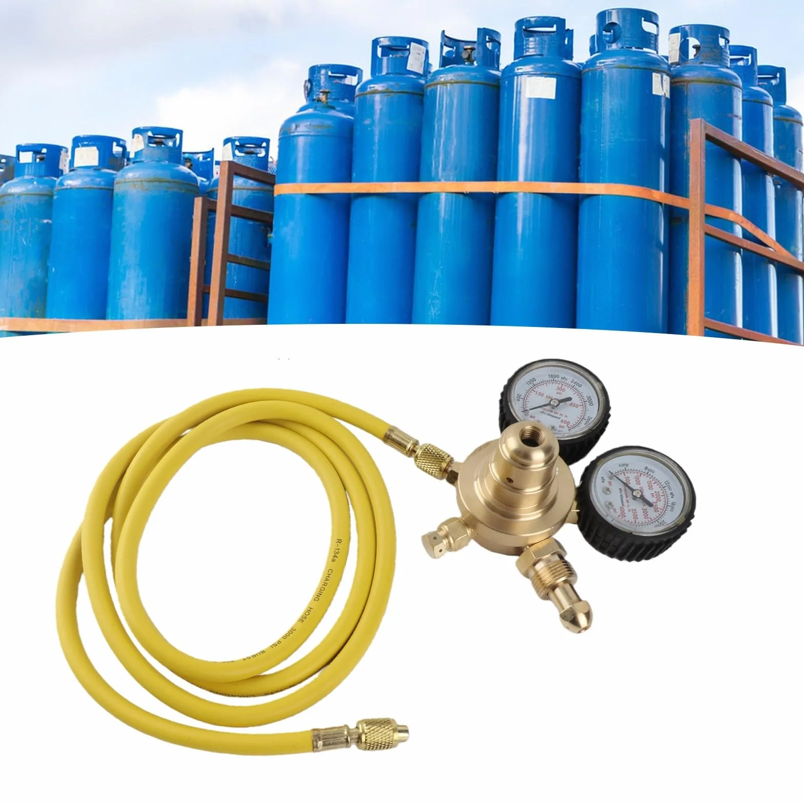 Stickstoff Manometer 0–600/0–4000 Psi Stickstoffregler mit 200cm Schlauch CGA580 Messgerät