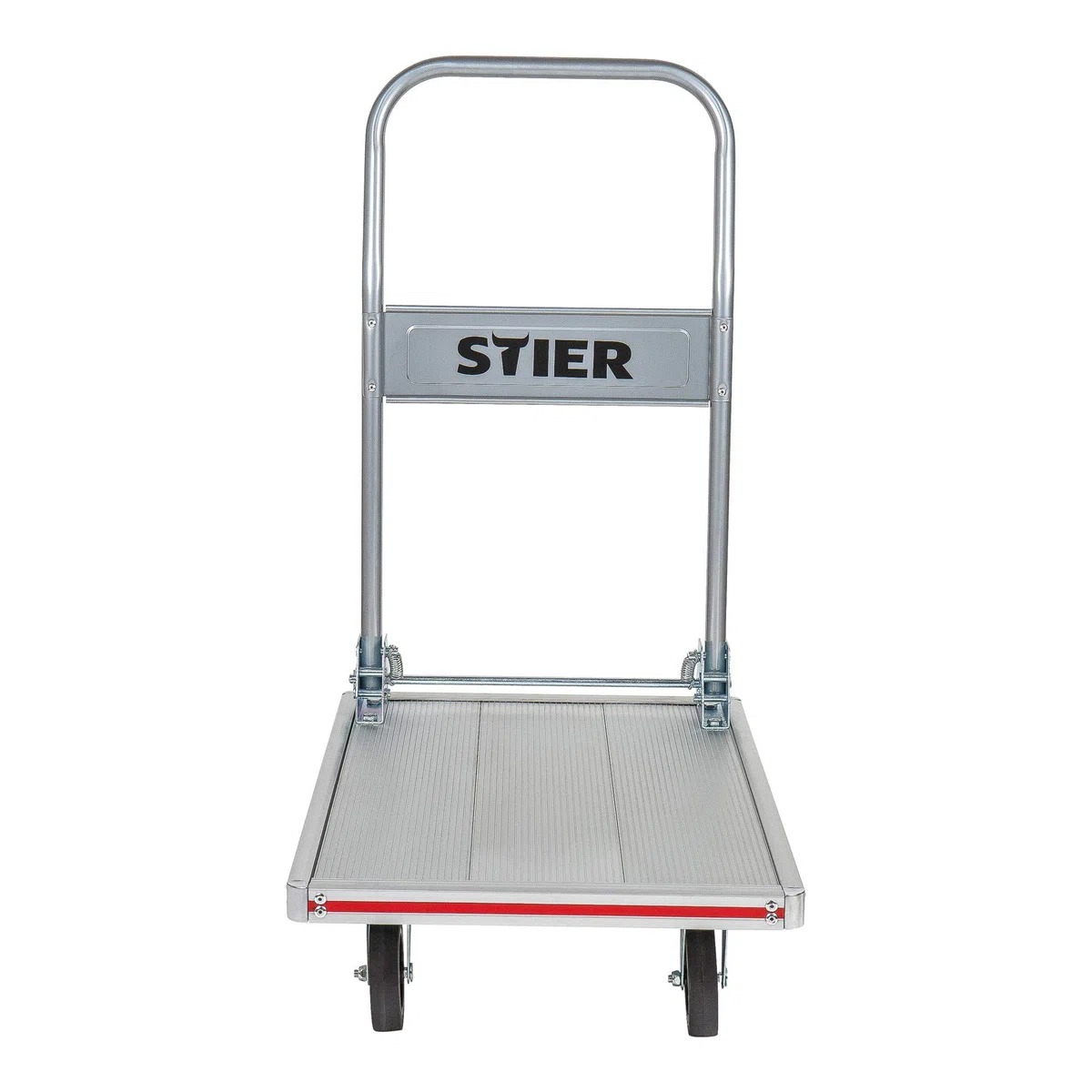 STIER Plattformwagen, Aluminium, Transportwagen, Klappbar, Tragkraft 150 kg, Ladefläche 680 x 415 mm, Klappwagen aus Aluminium, Kantenschutz, Transporthilfe mit Lenkrollen