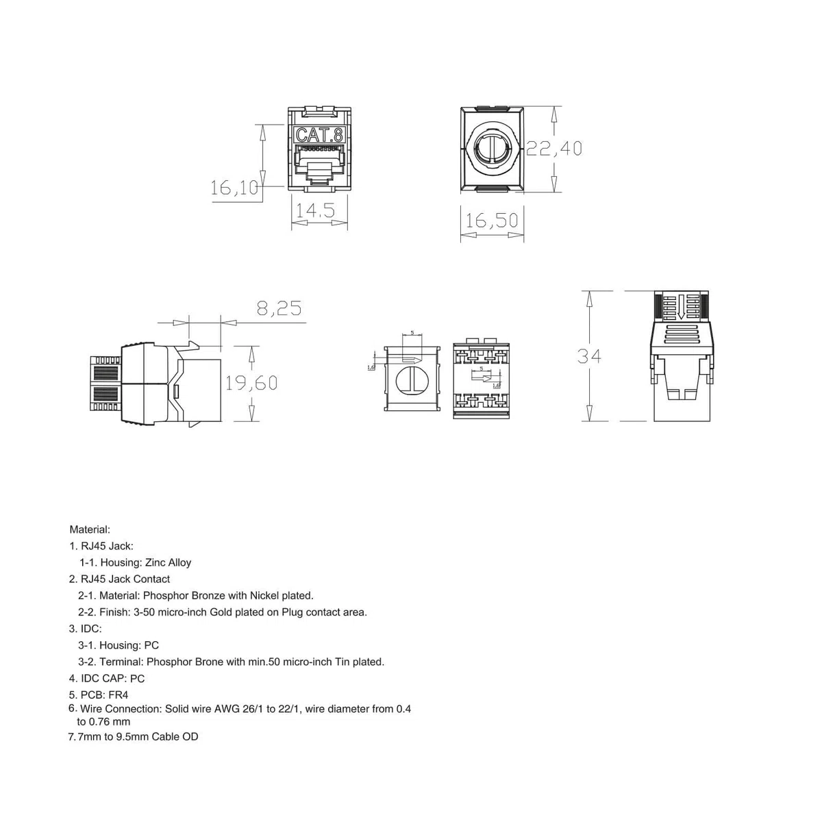 ProfiPatch Cat8 Patchpanel mit 24 Keystone Module RJ45 Patchfeld 19 Zoll 40 Gbit/s 2000MHz 24 Port Verteilerfeld RJ45 Rackeinbau Geschirmtes Keystone Patchpanel 1HE für Verlegekabel, Lan Kabel schwarz