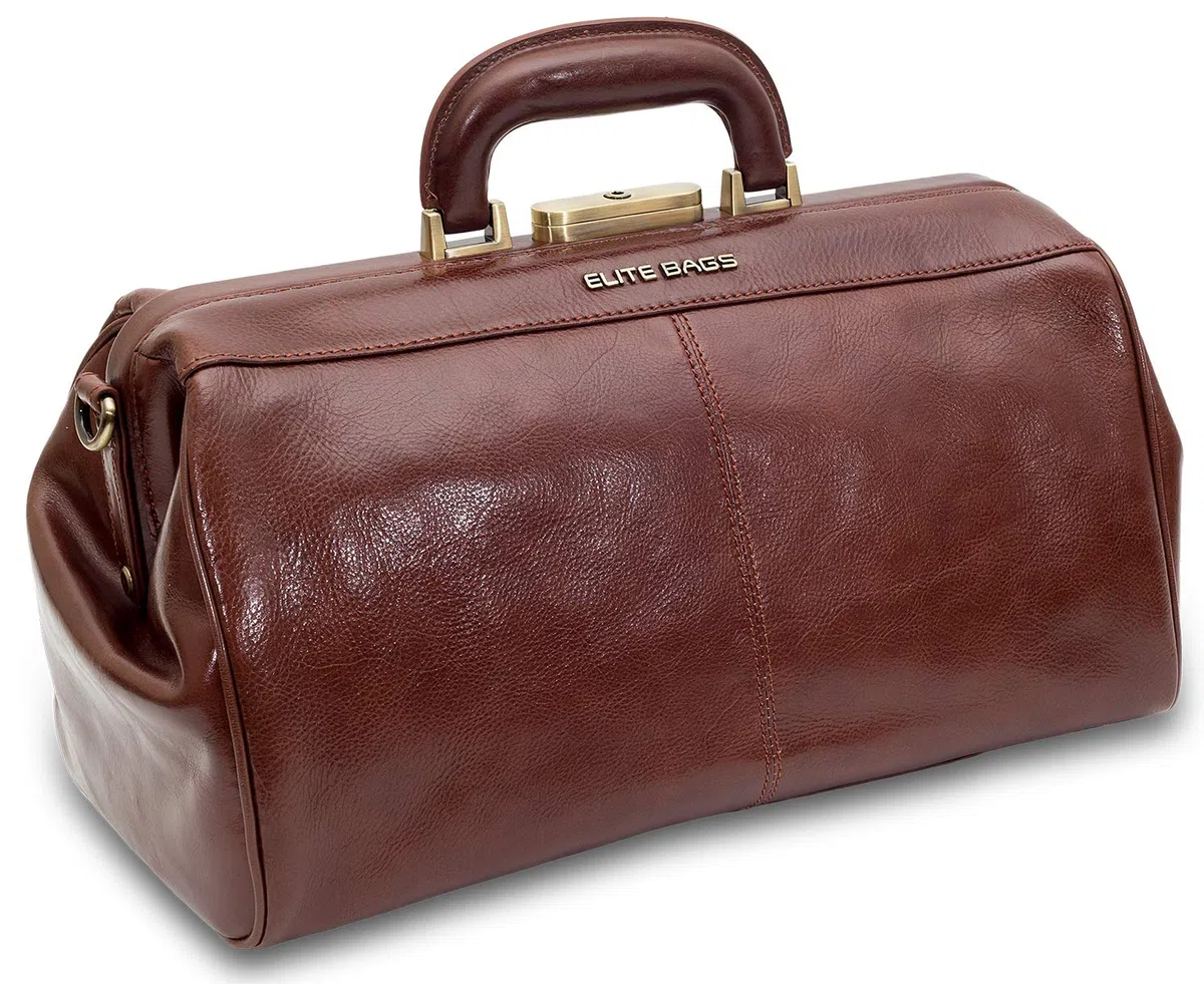CLASSY´S deluxe Arzttasche aus Leder, Braun, 20 × 36 × 21 cm