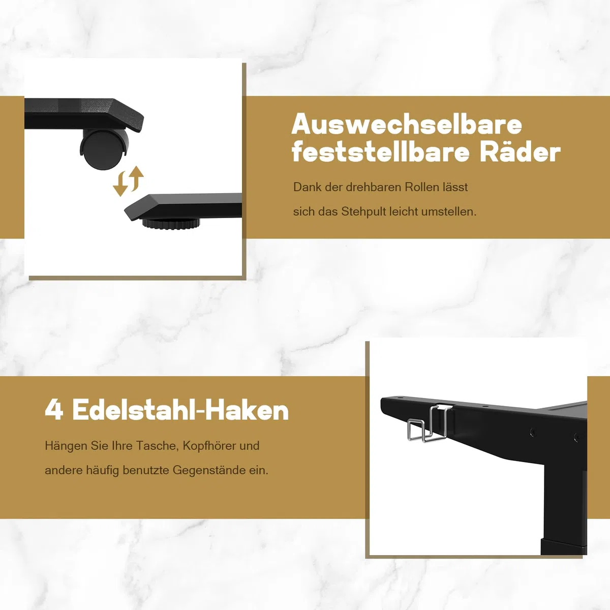 Homall G-23 PRO Höhenverstellbarer Tisch Gestell mit 2 Motoren,Elektrisch Tischgestell Belastbar bis 130KG, 3-Fach-Teleskop, Tischgestell mit Memory Steuerung (Black)