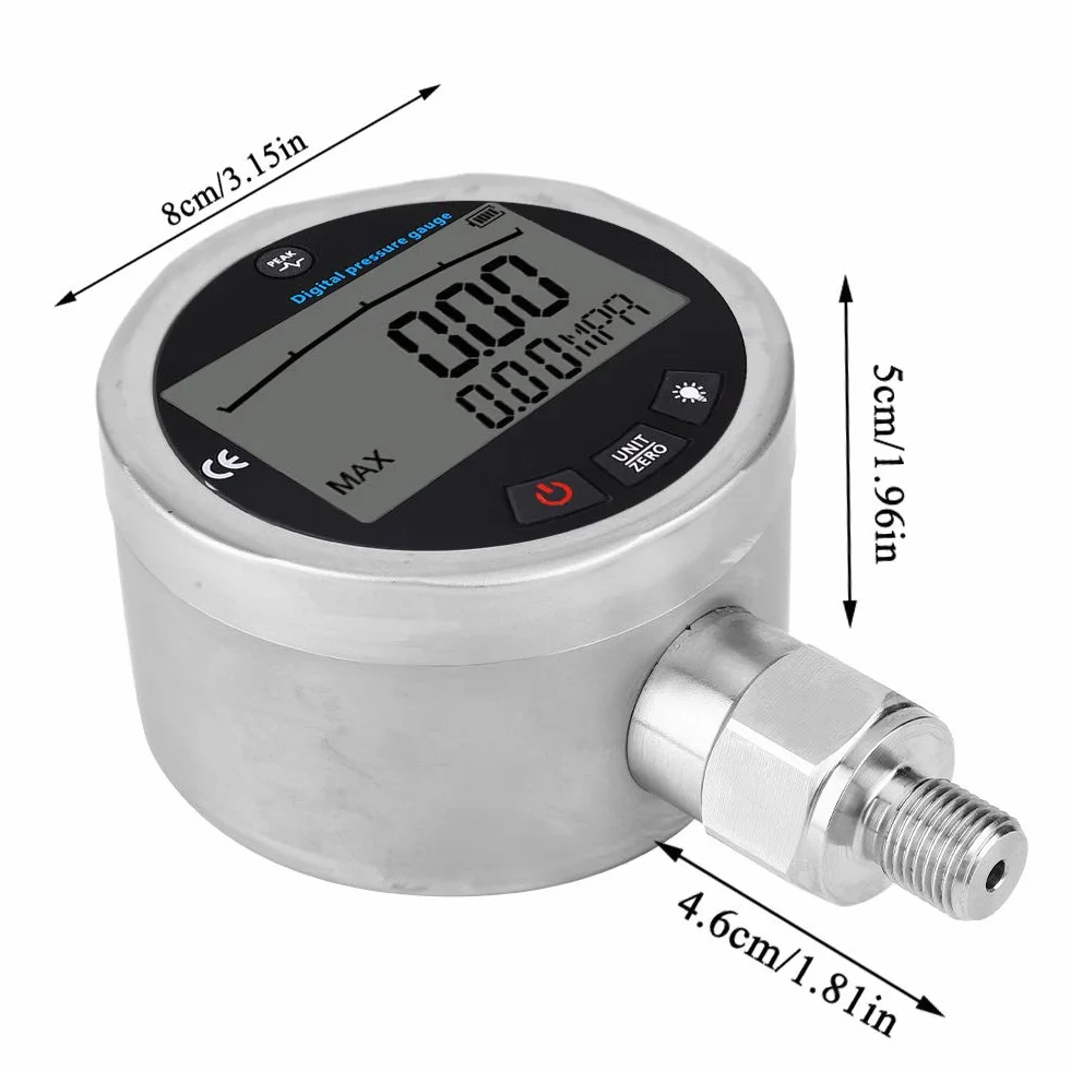 HG-806XB 3,15 0-5800 PSI Digitales Hydraulikmanometer G1/4 NPT-Anschluss Druckmanometer mit LCD-Display, 400BAR 0-40Mpa Digitales Manometer