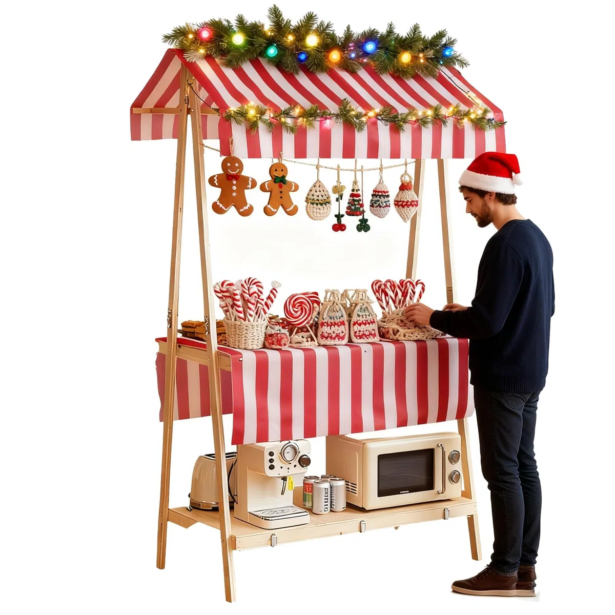 Marktstand, Imbisswagen Kunstfestival-Standdisplay, Breiter 60 cm Großer, Zusammenklappbarer Marktstand-Displayständer Freien, Verkaufstheken(106x60cm/41.7x23.6in)