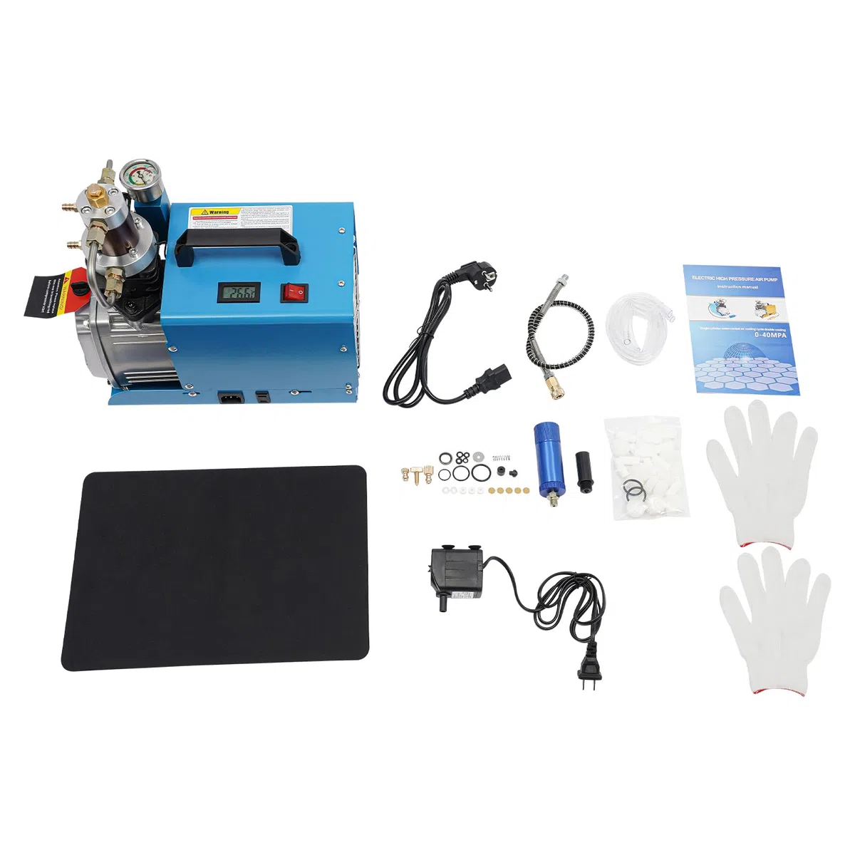 PCP Kompressor 300Bar 230V 1800W Luftkompressor Hochdruck Druckluftpumpe 2800U/min 100L/min Wasser-Öl-Abscheider 2-Stufig-Kompression Wasser-&Luftkühlung für PCP-Gewehr Druckluftpistole Tauchflasche