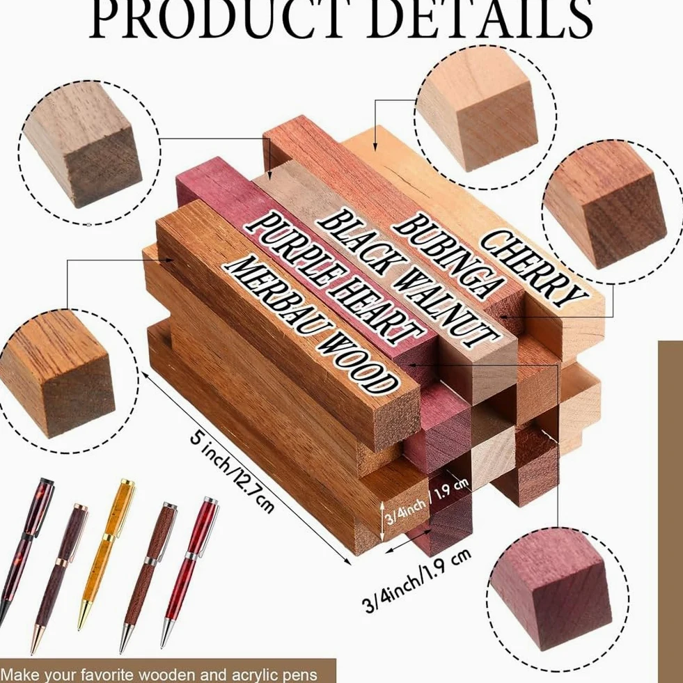 Jevina 10 Sets Drechselstift-Kits, Projektbedarf, 7 mm Slimline-Stift-Kits mit Nachfüllung für Drehbank-Dreharbeiten, Starterpaket, Basteln