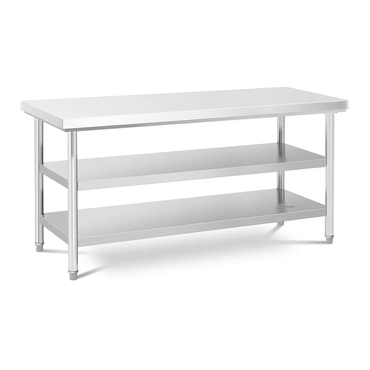 Royal Catering Edelstahltisch 70 x 180 cm bis zu 500 kg Traglast 3 Ebenen Arbeitstisch Edelstahl Gastro Tisch