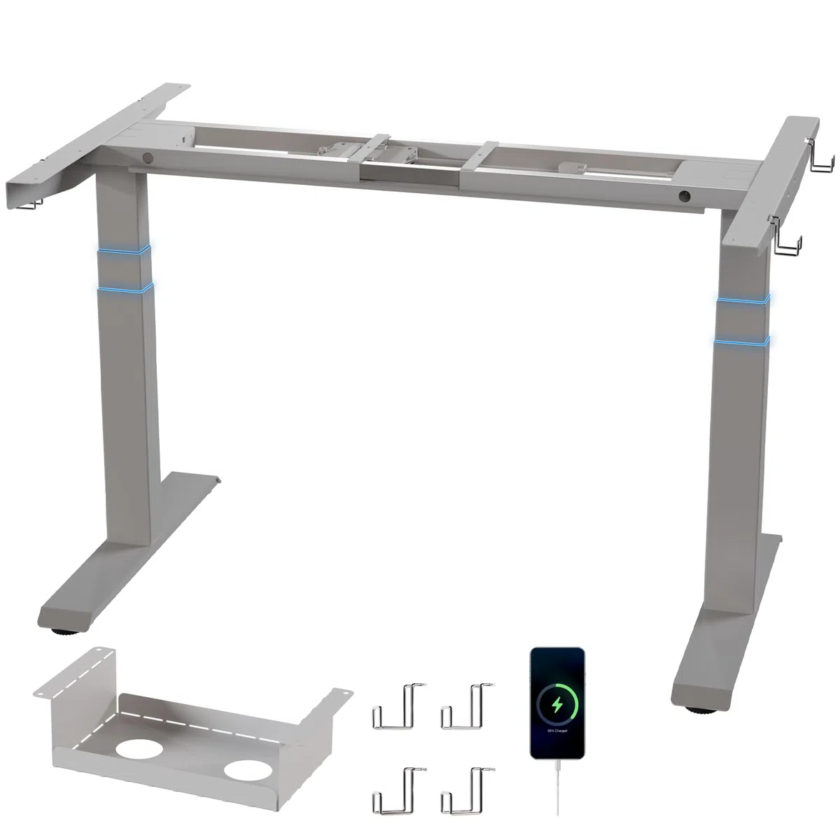 Homall G-23 PRO Höhenverstellbarer Tisch Gestell mit 2 Motoren,Elektrisch Tischgestell Belastbar bis 130KG, 3-Fach-Teleskop, Tischgestell mit Memory Steuerung, Kollisionschutz- und Erinnerungsfunktion