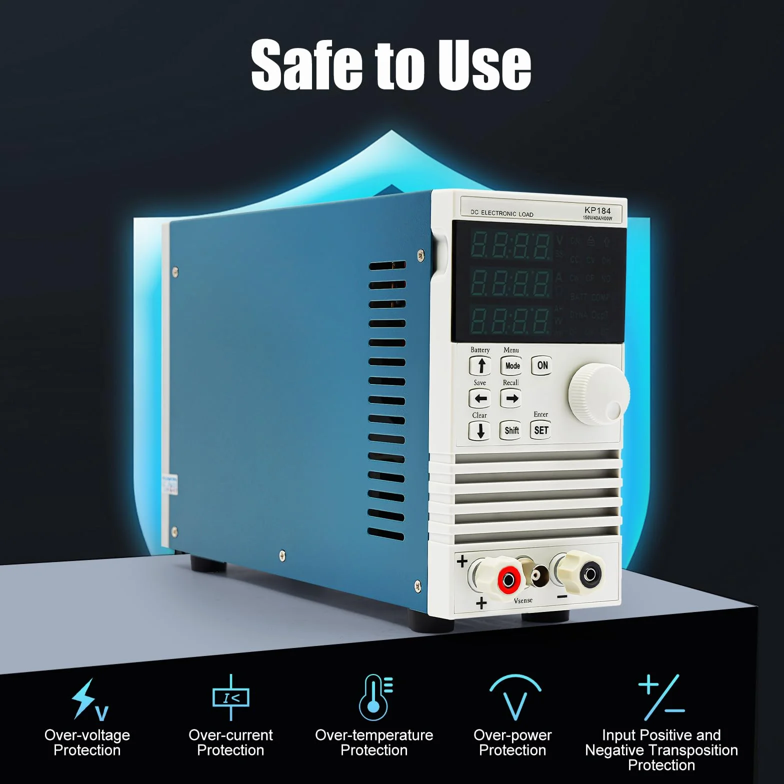 KP184 DC Elektronische Last 400W 40A 150V | Programmierbare Last mit CC CV CW CR Modi & Batterietest | RS232, Überspannungsschutz | Für LED-Treiber, Netzteile, Ladegeräte & Akkus im Labor