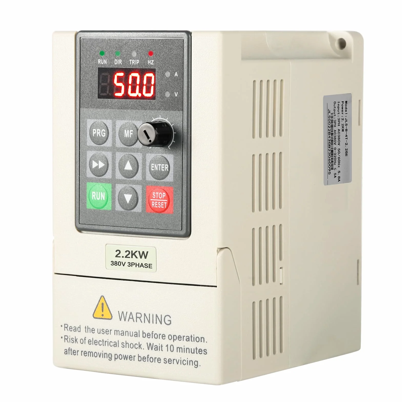 VFD Frequenzumrichter 230V 380V Einphasiger 220V-Eingang Dreiphasiger 380V-Ausgang 2.2KW Frequenzumrichter CNC Frequenzumrichter Werksmodell JLS-E-2S-2.2GB-4T (mit 2M Verlängerungskabel)