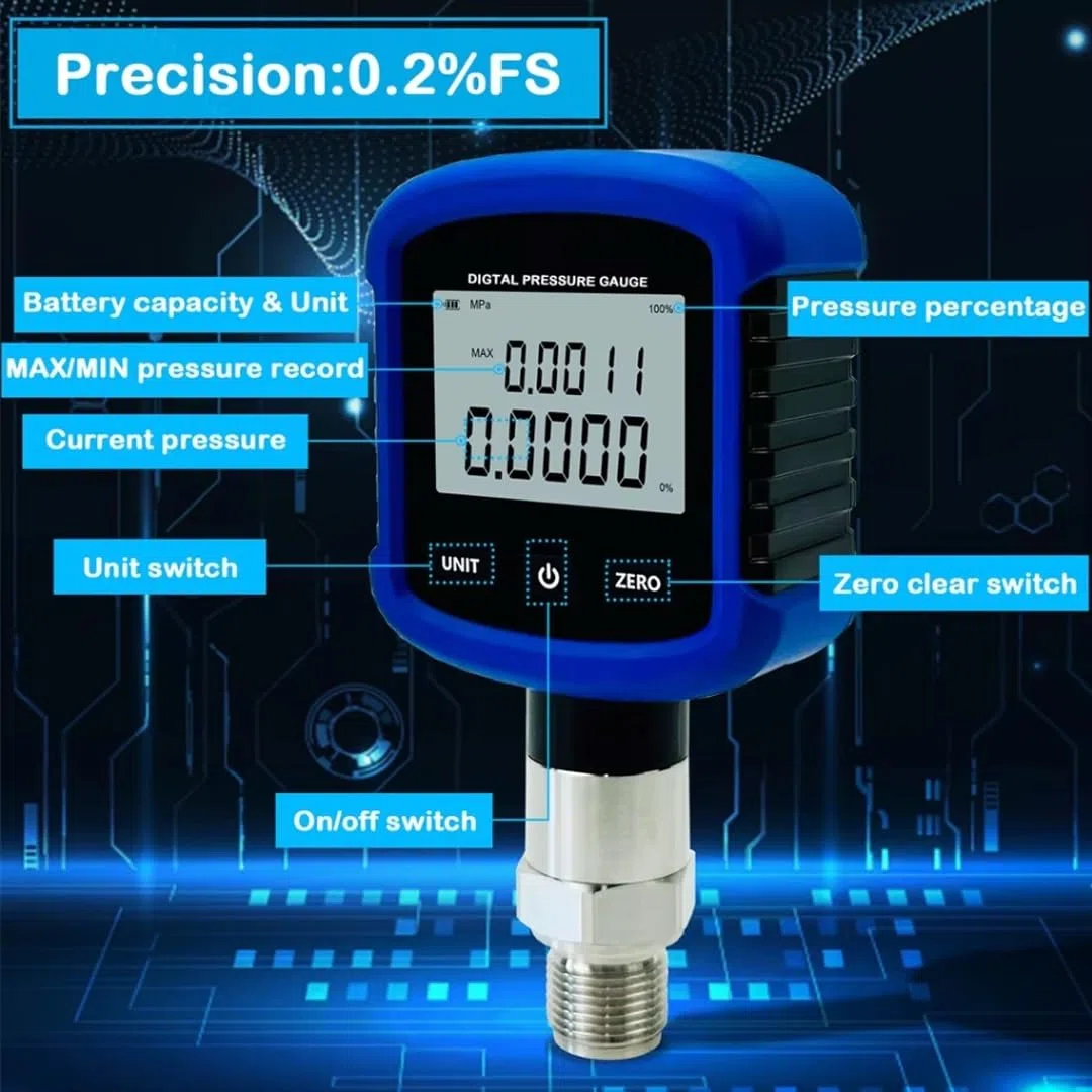 Digitales Manometer, DR-S280 330° drehbares Manometer G1/2 Zifferblatt 5 Ziffern(0-60KPa)