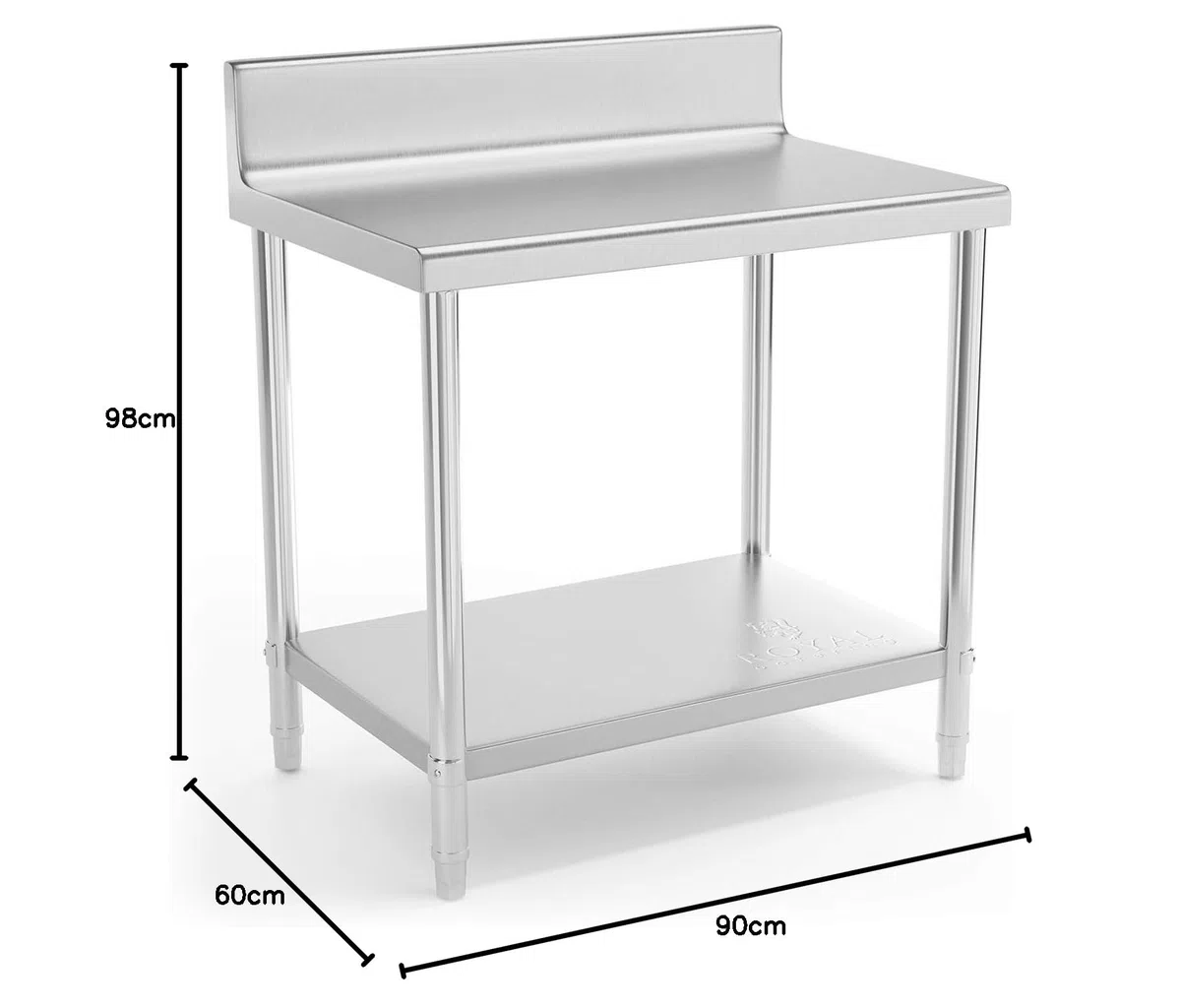 Royal Catering RCAT-90/60-N Edelstahltisch Edelstahl Arbeitstisch Zerlegetisch Gastro Aufkantung 90 x 60cm Grilltisch Outdoor Küchenmöbel