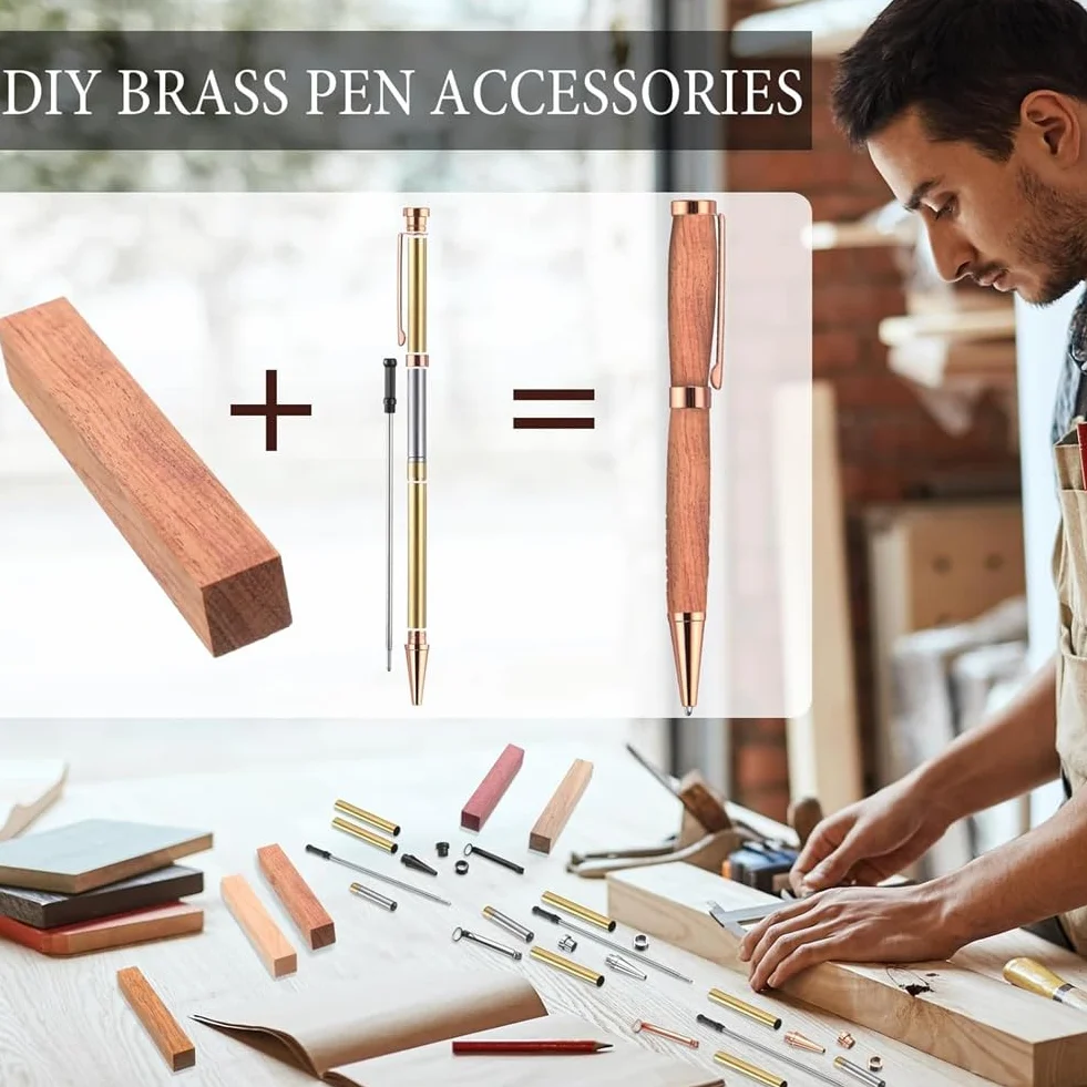 Jevina 10 Sets Drechselstift-Kits, Projektbedarf, 7 mm Slimline-Stift-Kits mit Nachfüllung für Drehbank-Dreharbeiten, Starterpaket, Basteln