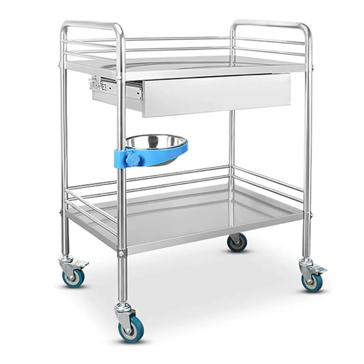 Medizinischer Wagen Behandlungswagen-Edelstahl Instrumententisch/medizinisches Fahrzeug 1 Schublade Spa-Schönheitssalon-Werkzeugwagen Gerätewagen Für Krankenhäuser ( Color : 2 layer , Size : 61*41*91c