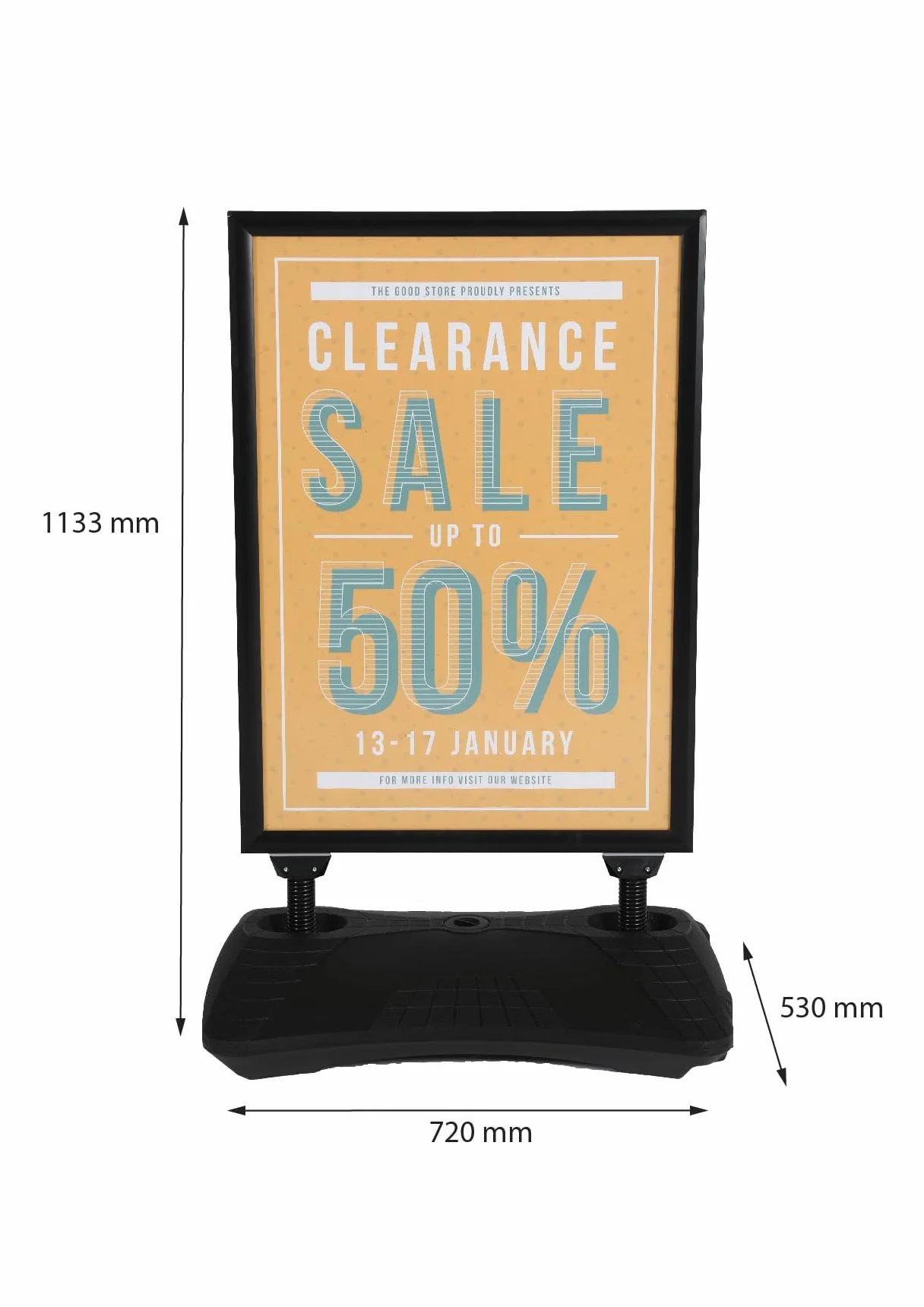 Plakatständer WindPro® ECO | Kundenstopper OUTDOOR in DIN A1 | Plakataufsteller A1 wetterfest in schwarz | Aufsteller Werbung beidseitig nutzbar für 2 Plakate