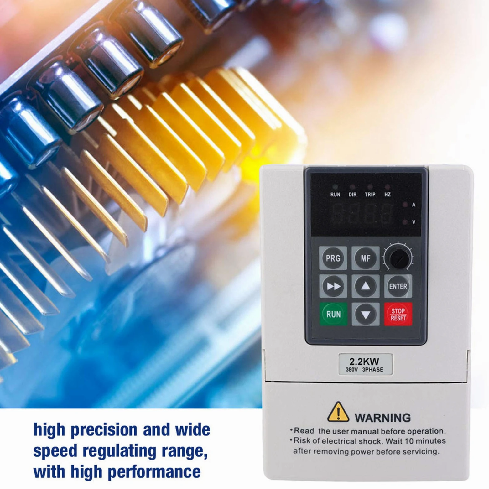 380 V 2,2 KW VFD-Frequenzumrichter mit Variabler Frequenz Zur Steuerung der Motordrehzahl, 3-Phasen-Eingangsausgang, 3-Phasen-Konverter für den Einsatz von Maschinen,