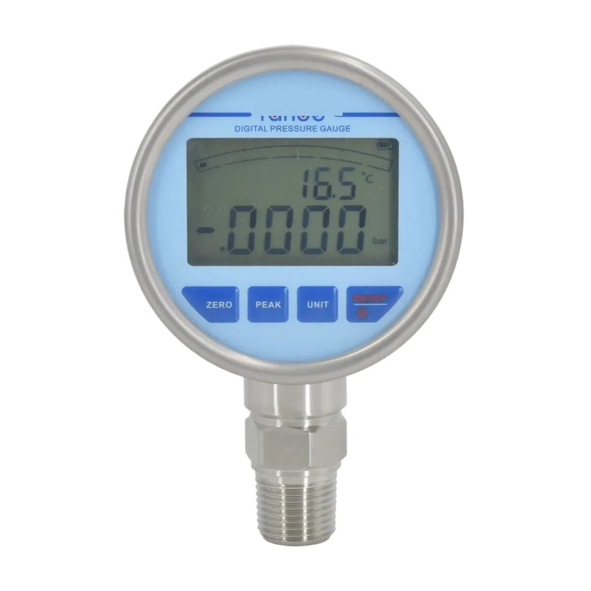 Digitales Manometer, Edelstahl-Membran-Manometer, Hintergrundbeleuchtung, Wasserzähler, Genauigkeit 0,1%(-100KPa-0KPa)